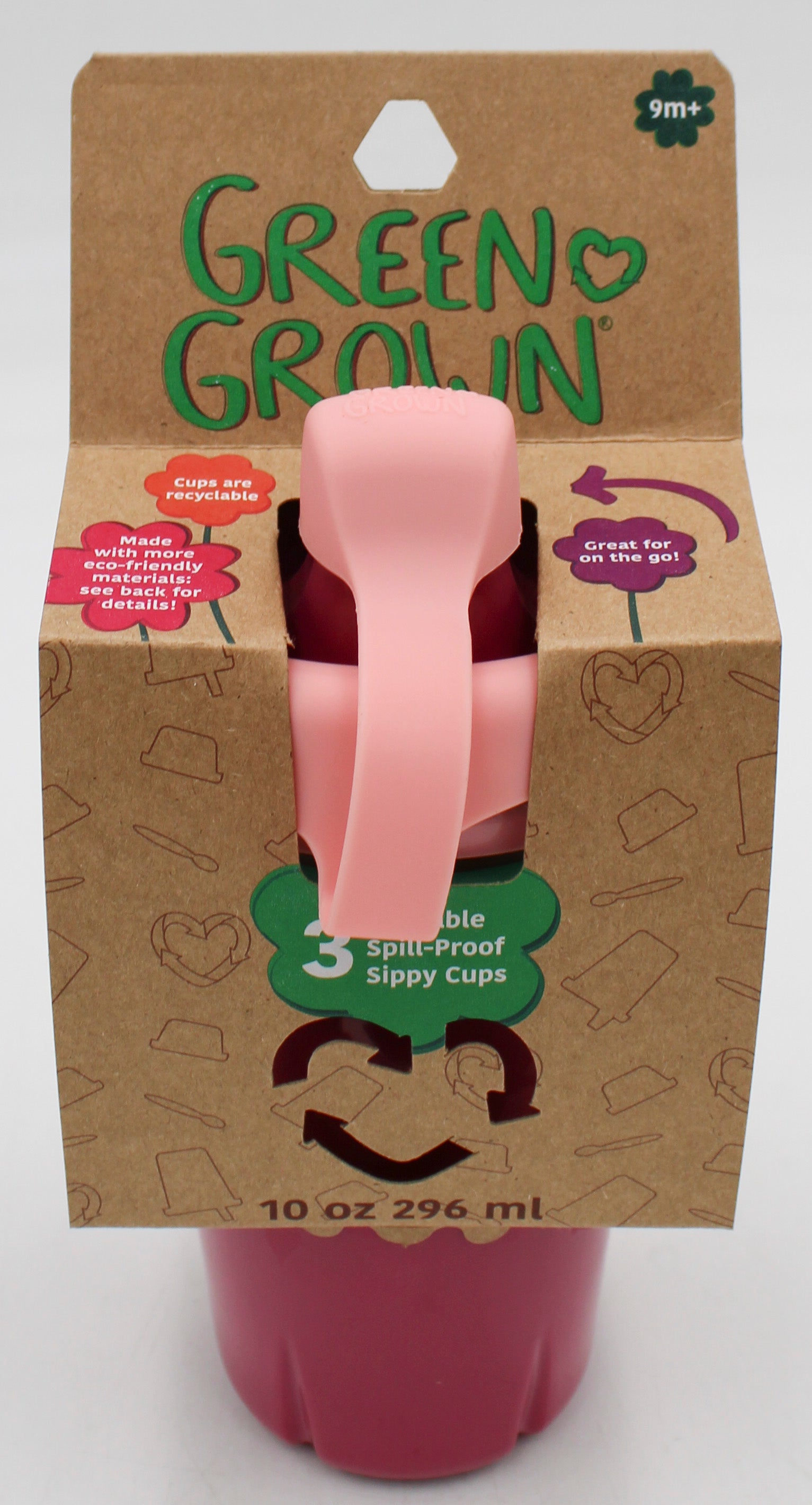 3PK GREEN GROWN STRAW CUPS - GIRL