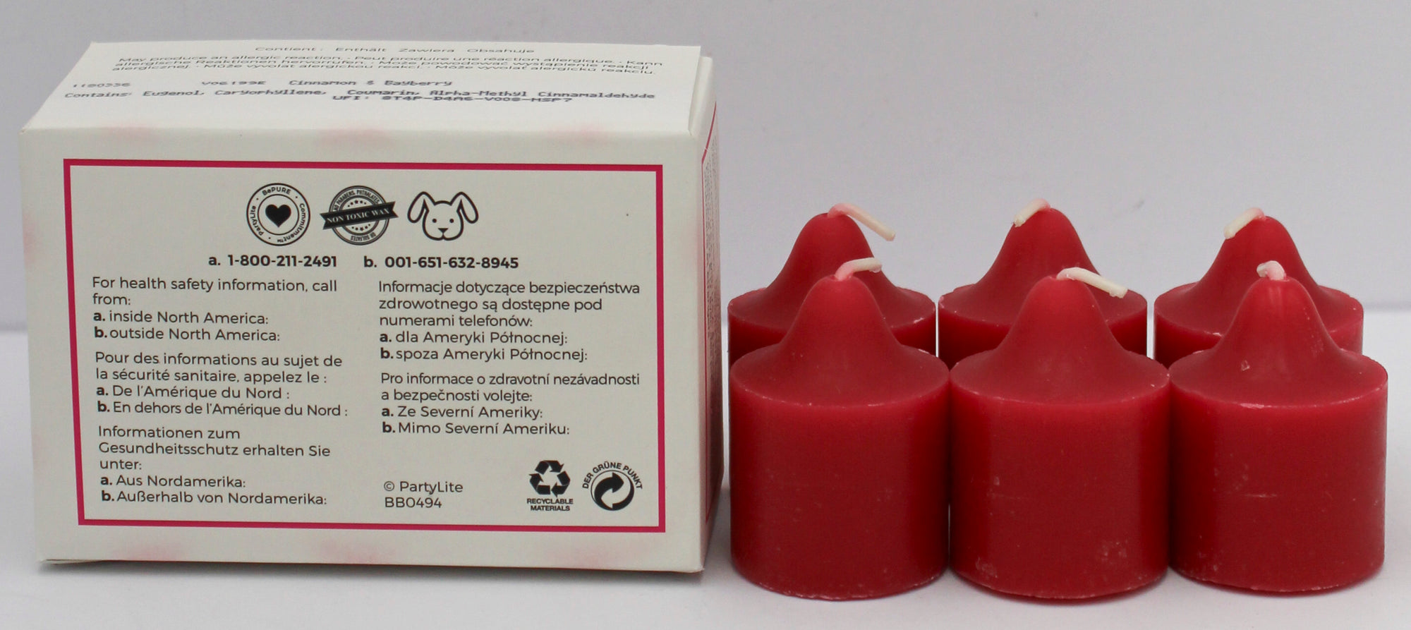 PARTYLITE CINNAMON & BAYBERRY VOTIVE CANDLES 6ct