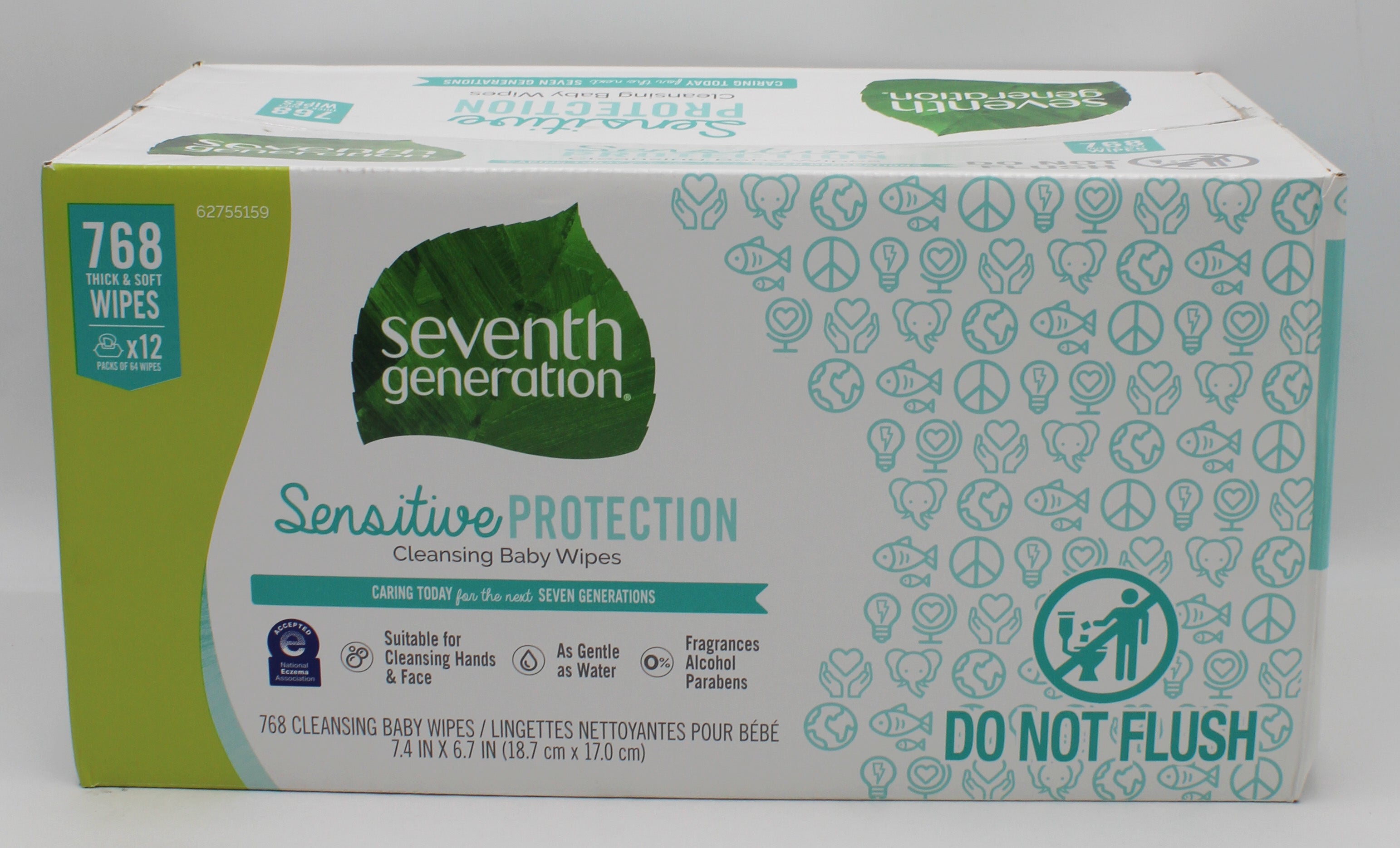 SEVENTH GENERATION BABY WIPES FREE & CLEAR 768ct