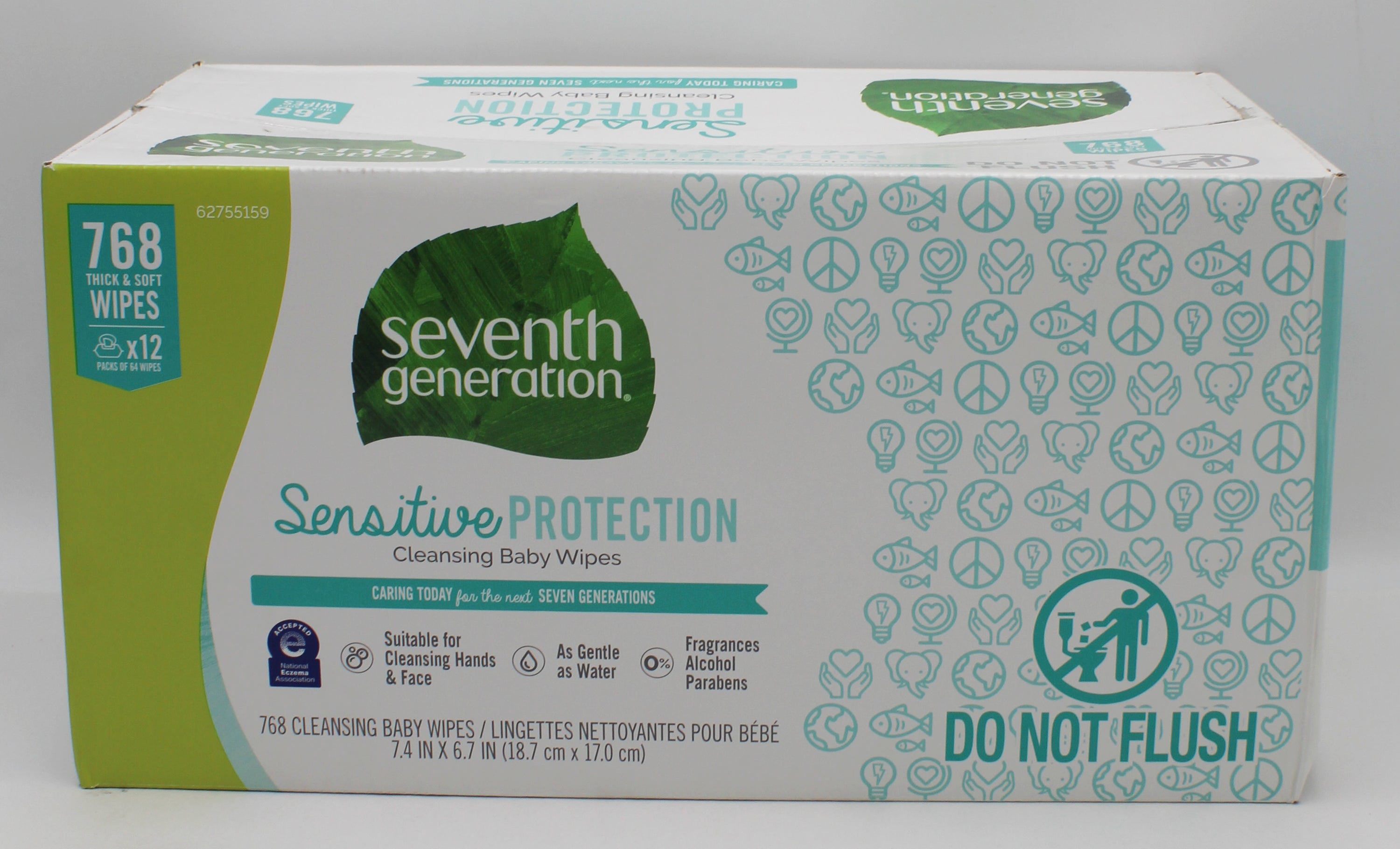 SEVENTH GENERATION BABY WIPES FREE & CLEAR 768ct