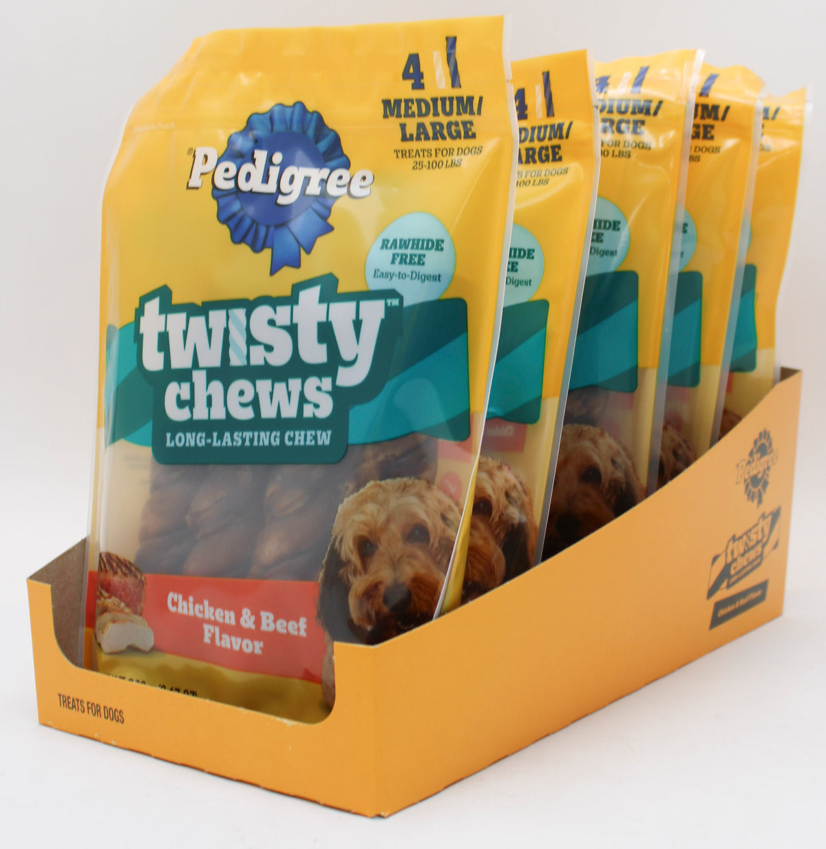PEDIGREE TWISTY CHEWS DOG TREATS MEDIUM CHICKEN & BEEF FLAVOR 9.17 OZ. (4 PK) BB 2/10/2027