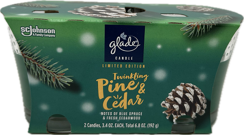 GLADE CANDLE TWINKLING PINE & CEDAR 2ct 3.4oz US