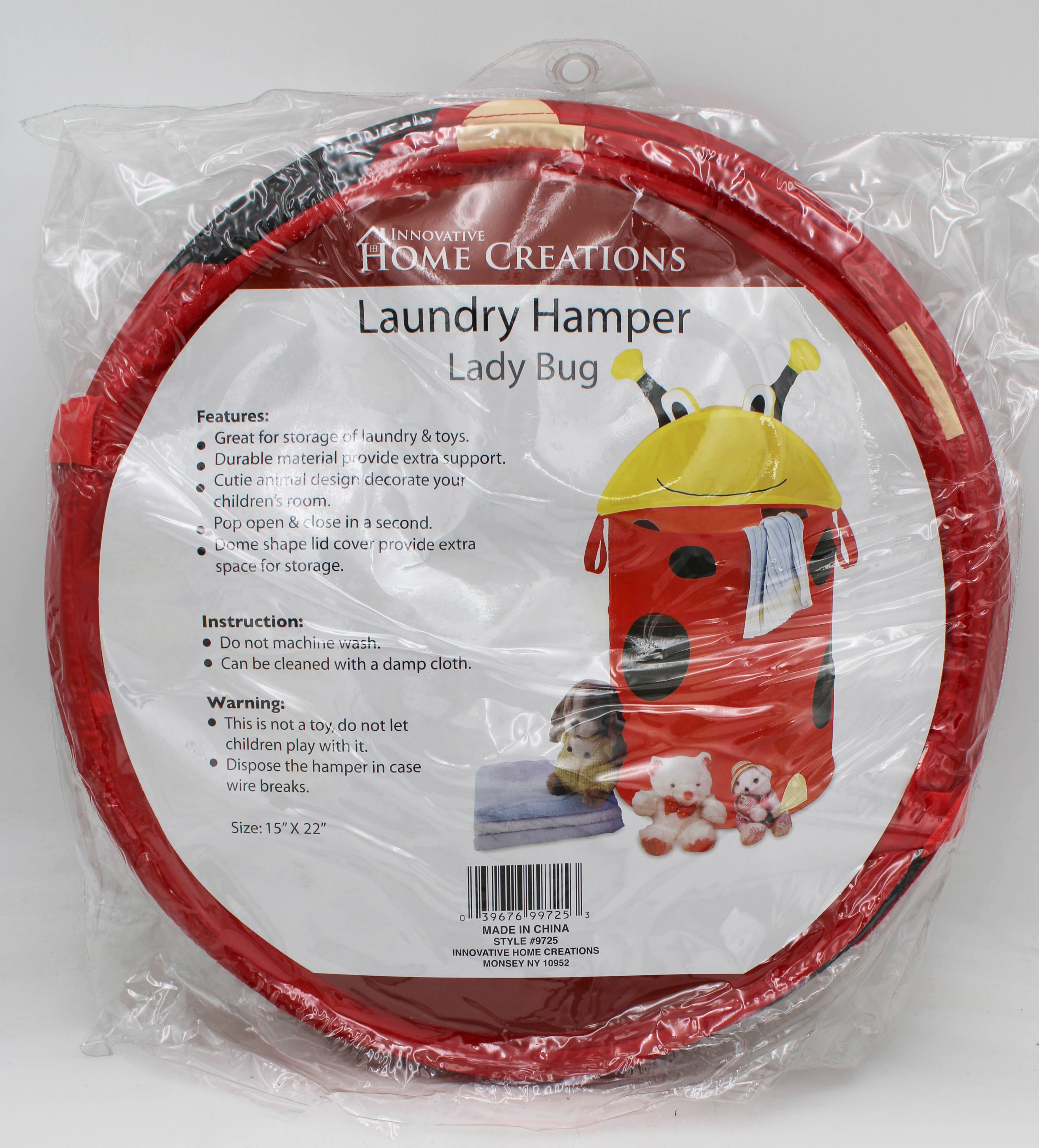 15''x22'' FOLDABLE STANDING HAMPER - LADYBUG
