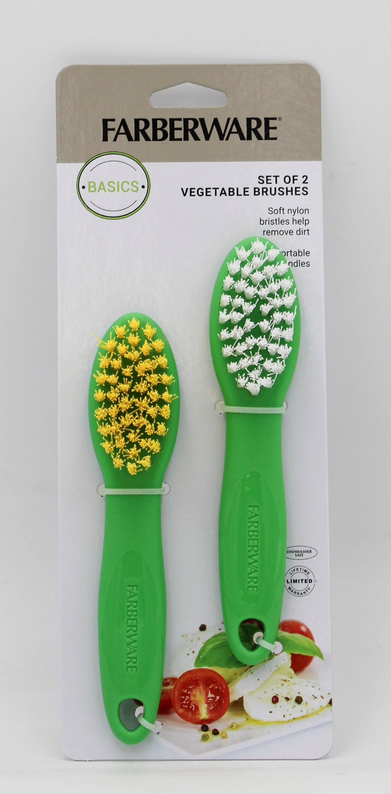 FARBERWARE BASIC SET OF 2 VEGETABLE BRUSHES - GREEN NI