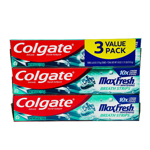 COLGATE MAX FRESH T/PASTE  6OZ/3PK- CLEAN MINT EXP 11/23 NI