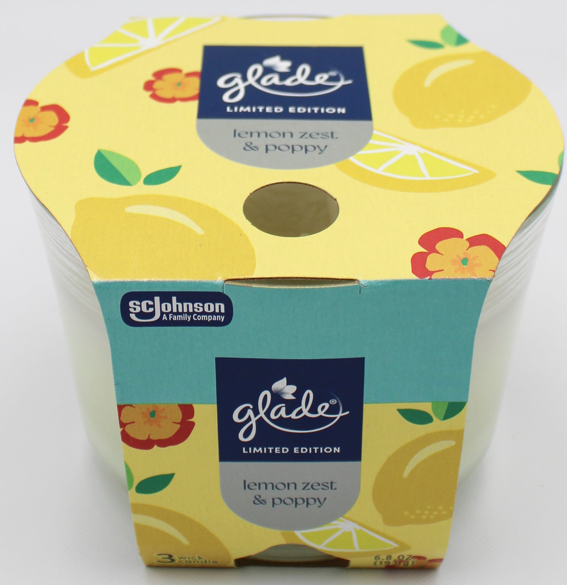 GLADE 3-WICK CANDLE LEMON ZEST & POPPY 6.8oz US