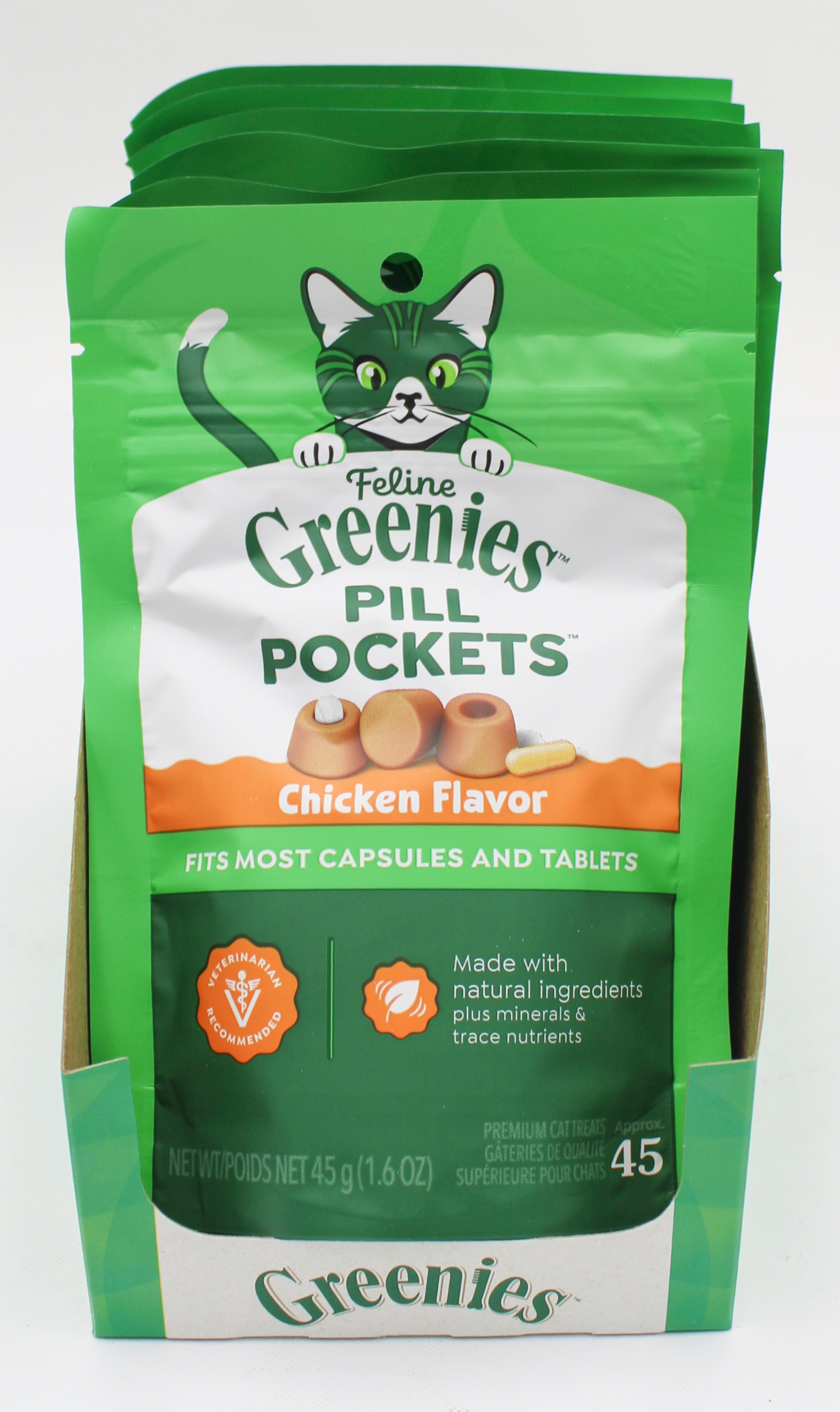 GREENIES PILL POCKETS SOFT CAT TREATS CHICKEN FLAVOR 1.6 OZ. (45 PK) BB 3/27/2027