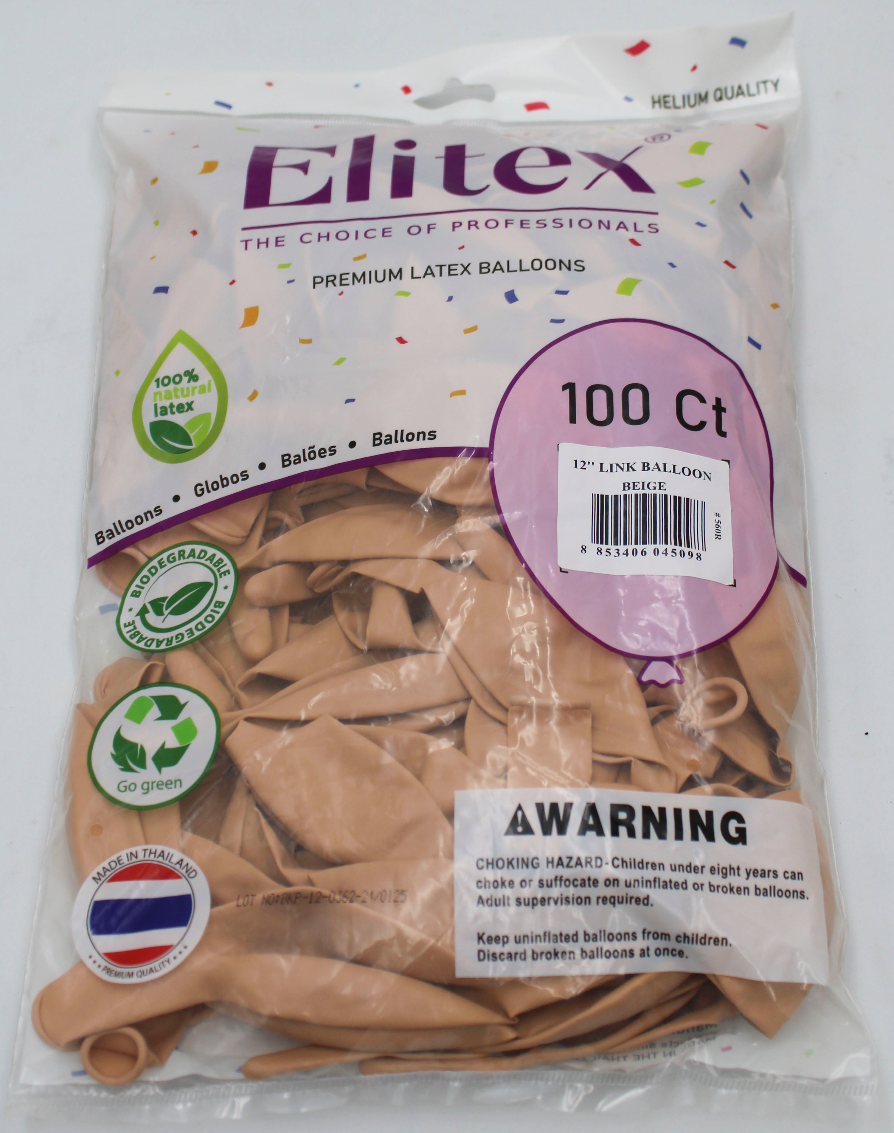 ELITEX 12" PASTEL BEIGE LINK BALLOON, 100 PACK