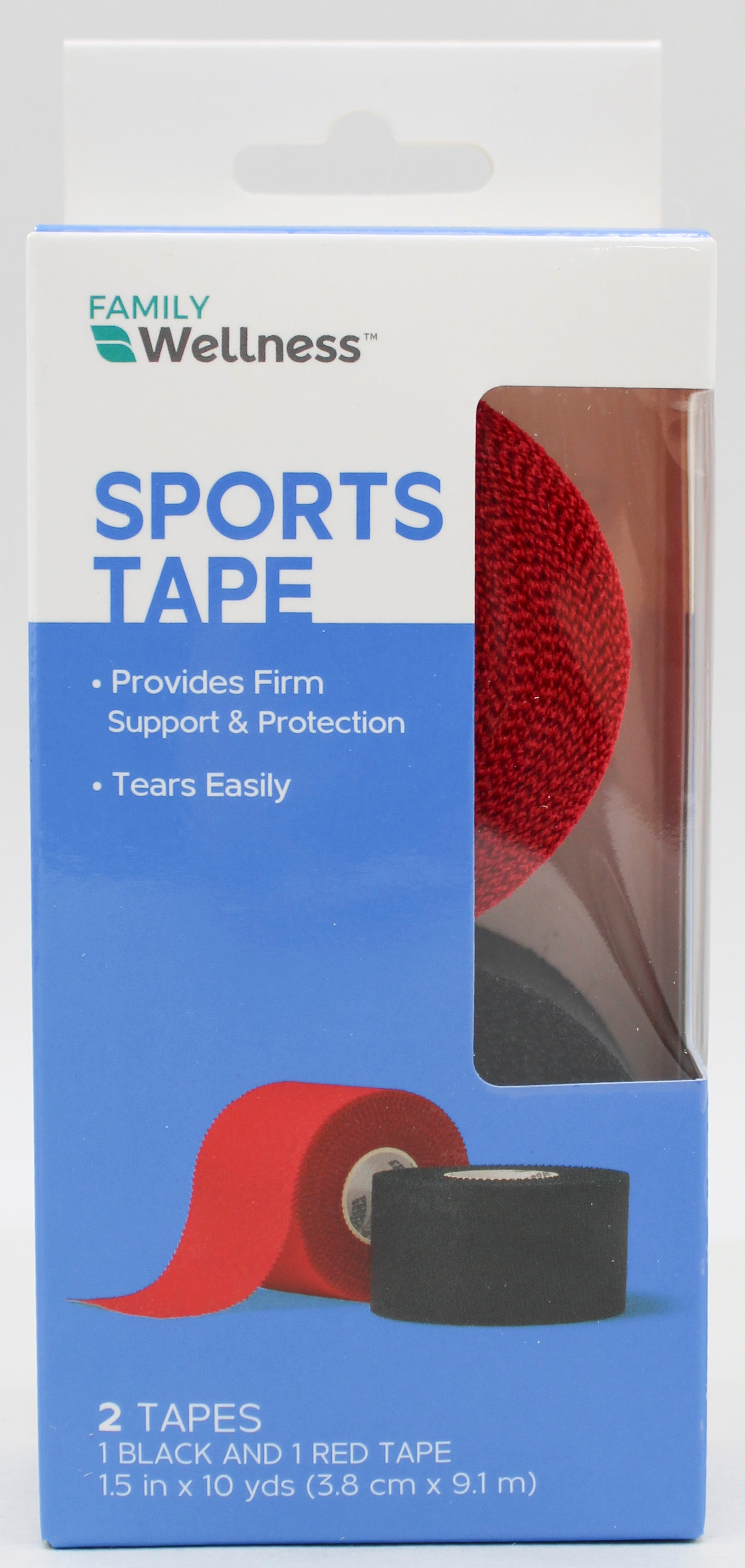 SPORTS TAPE 2ct 1- BLACK 1-RED 1.5X10YD,2CT