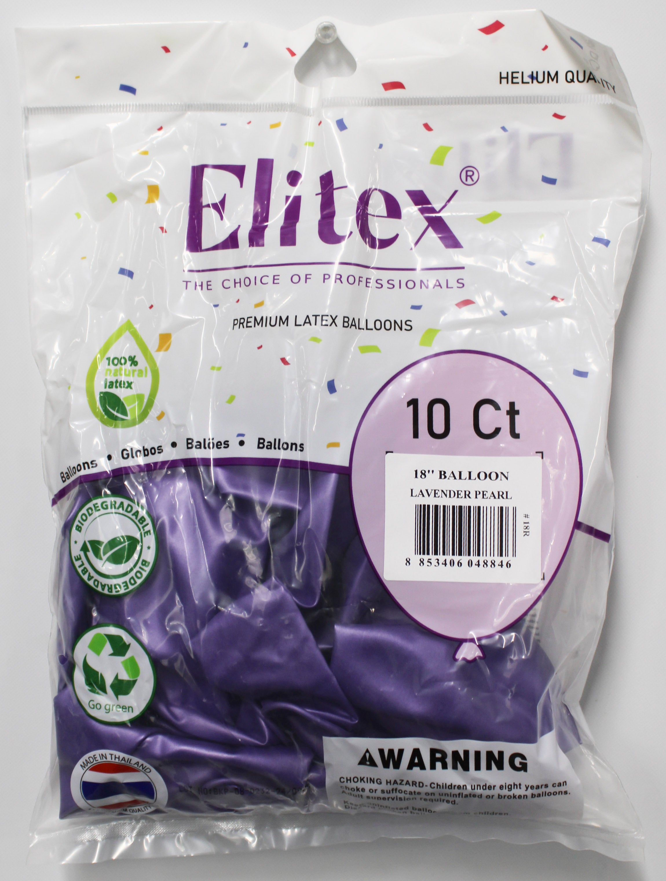 ELITEX 18" LAVENDER PEARL ROUND BALLOON, 10 PACK