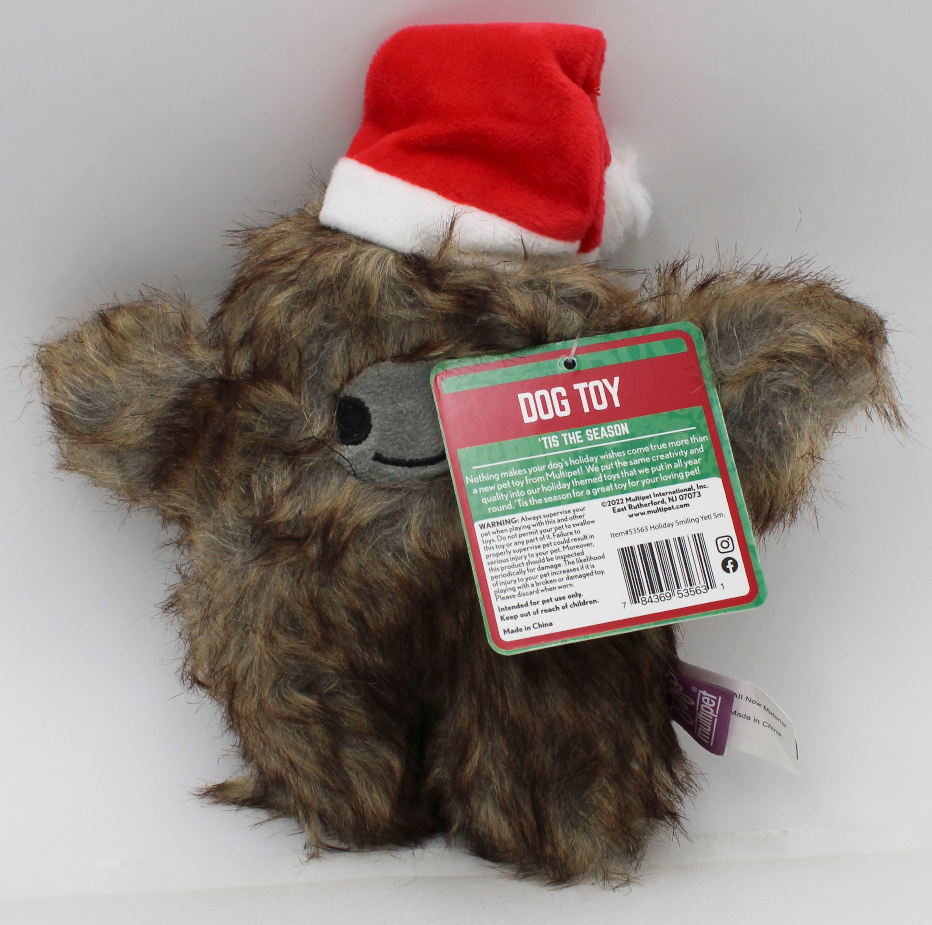 MULTIPET YETI w/SANTA HAT DOG TOY  6"