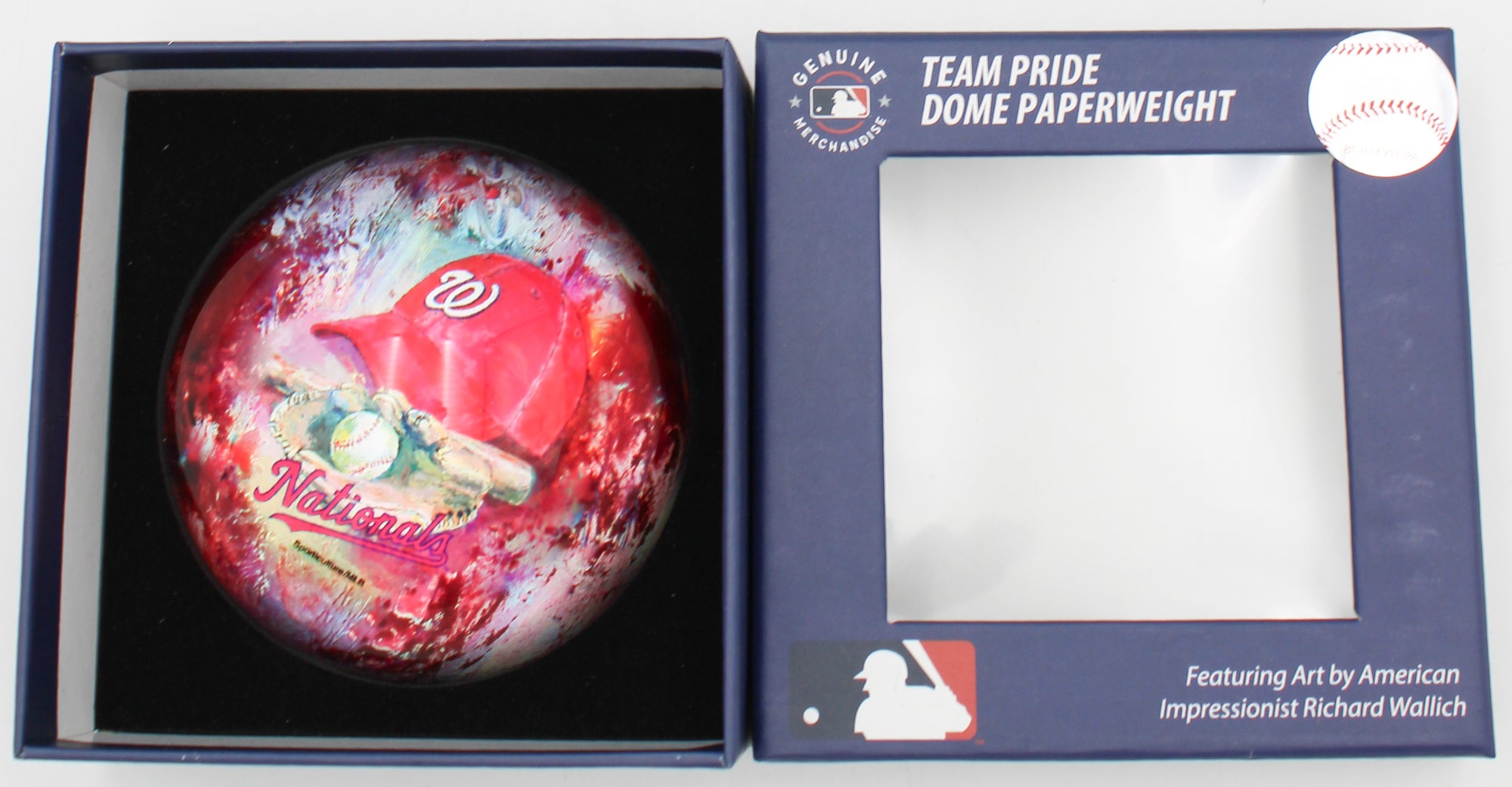 OFFICIALLY LICENCED WASHINGTON NATIONALS GLASS DOME PAPERWEIGHT 4"