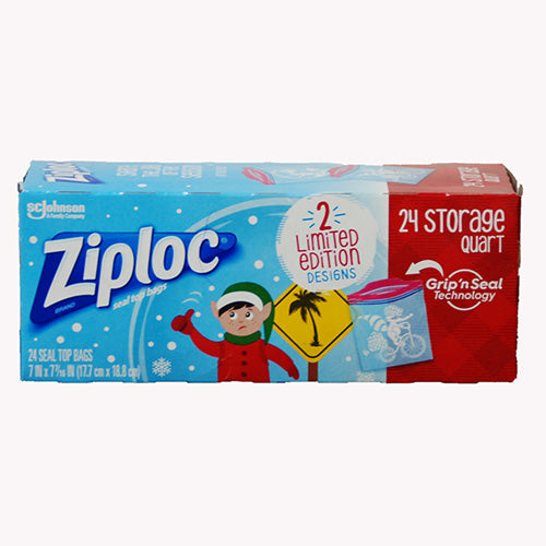 SP ZIPLOC HOLIDAY STORAGE BAG 24CT QUART