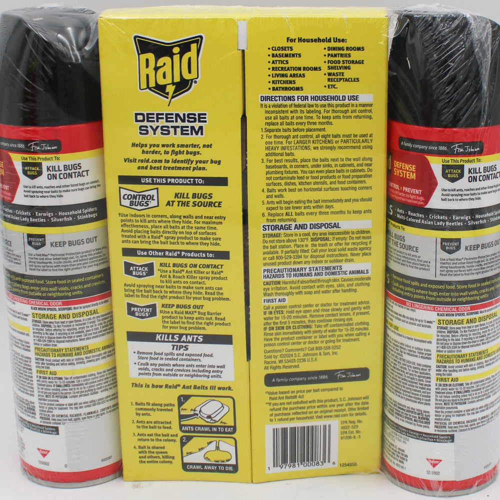 SP PEST2025 RAID ANT & ROACH 3CT  (2-17.5oz + 1-ANT BAITS 0.24oz) FRESH PRISTINE