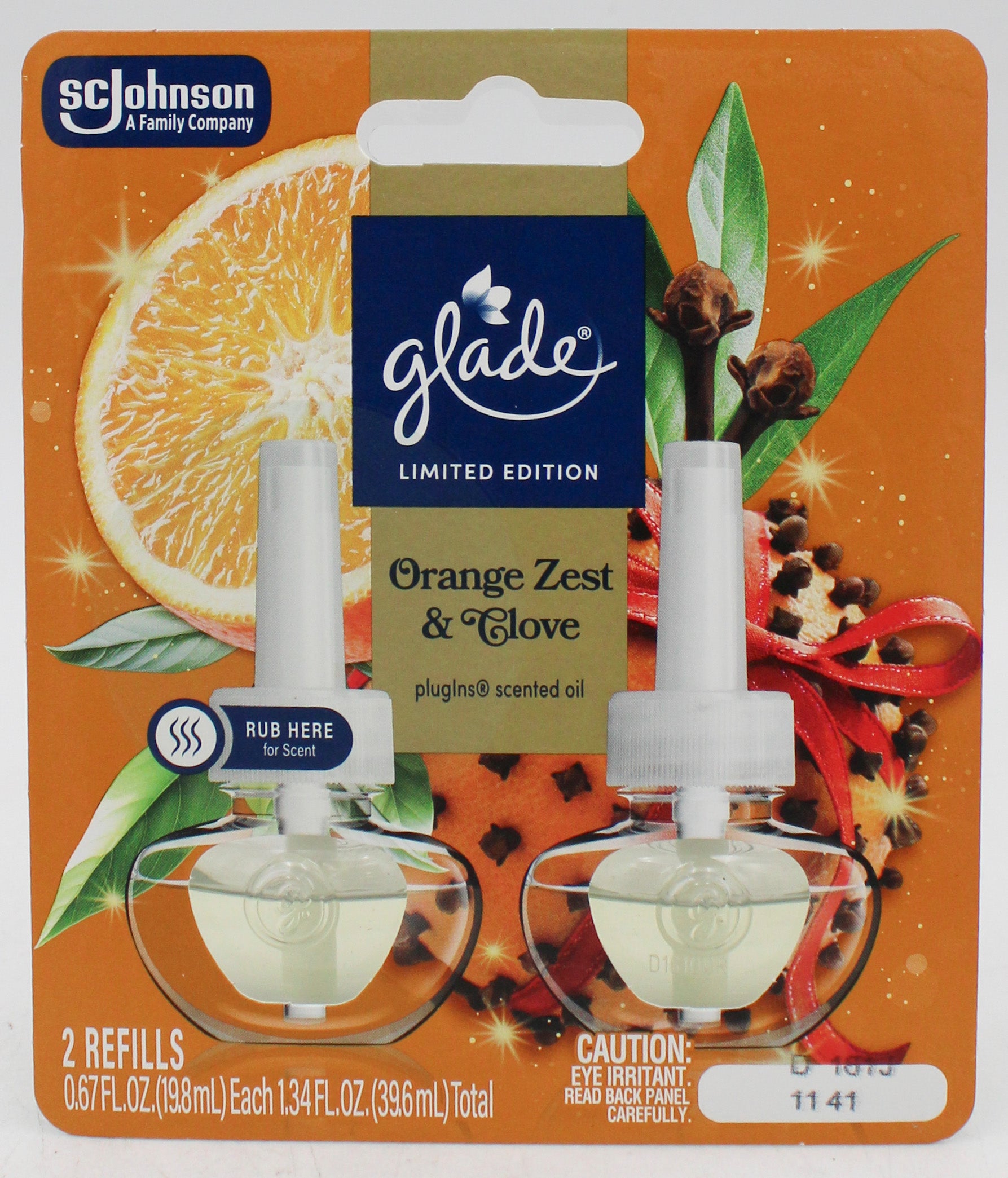 SP GLADE PLUGINS SCENTED OIL 2REFILLS 1.34oz ORANGE ZEST & CLOVE