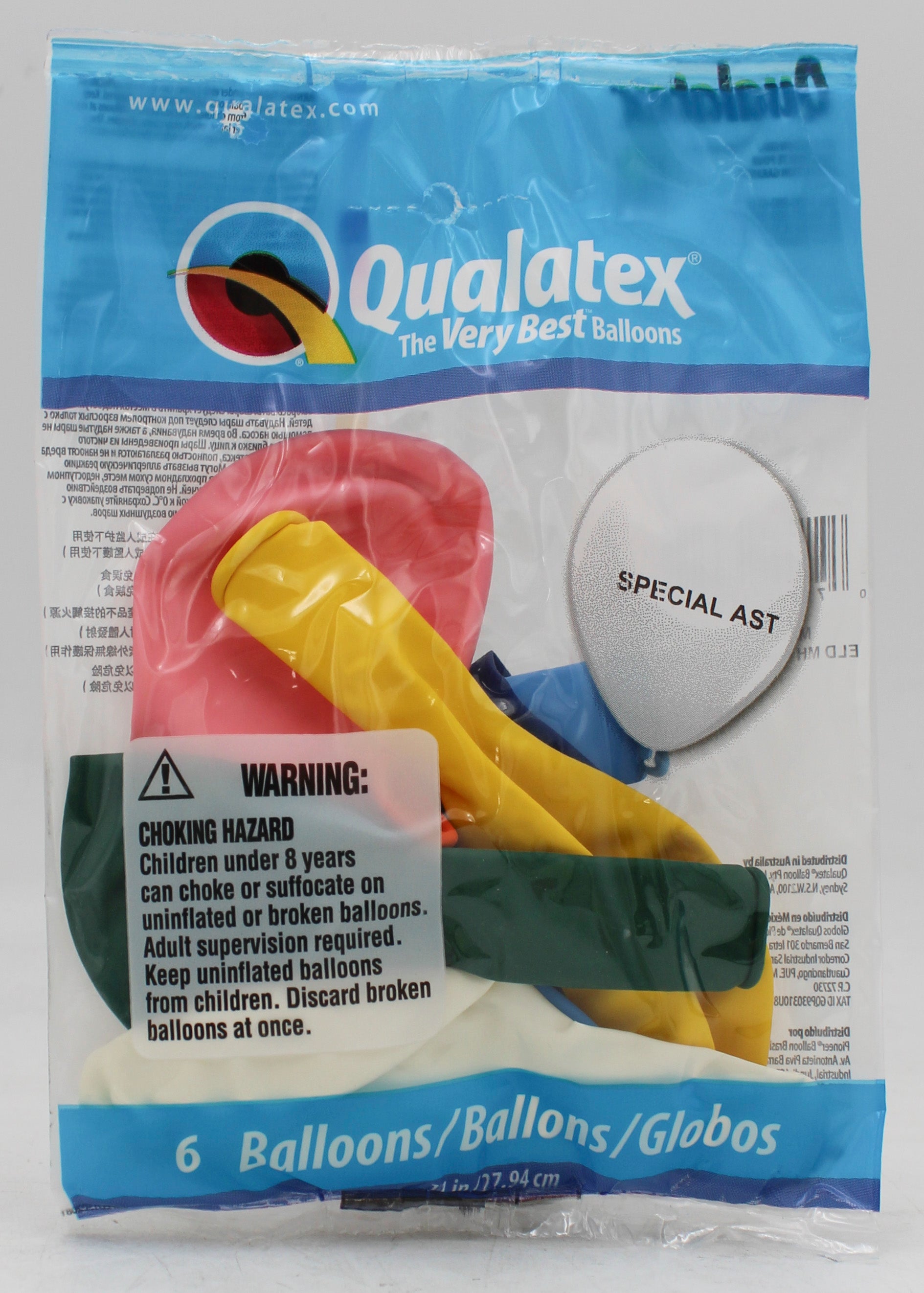 QUALATEX 11" ROUND PARTY BALLOONS AST 6CT SPECIAL AST POPULAR COLORS