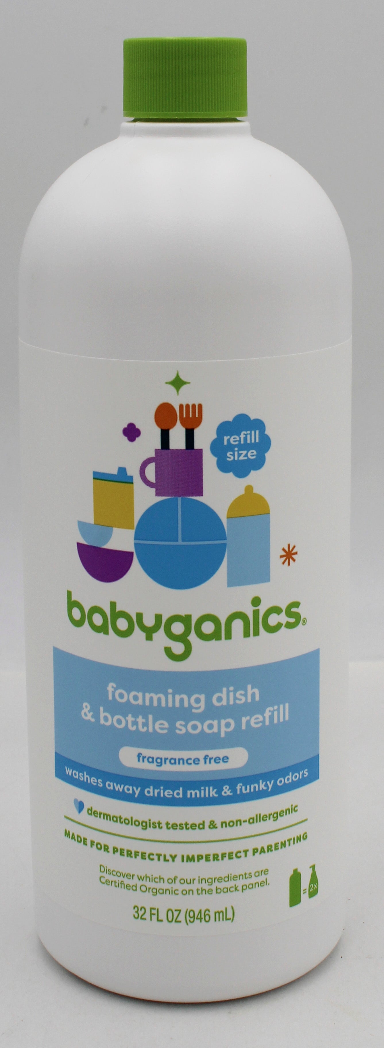 BABYGANICS FOAMING DISH SOAP REFILL FRAGRANCE FREE 32oz US
