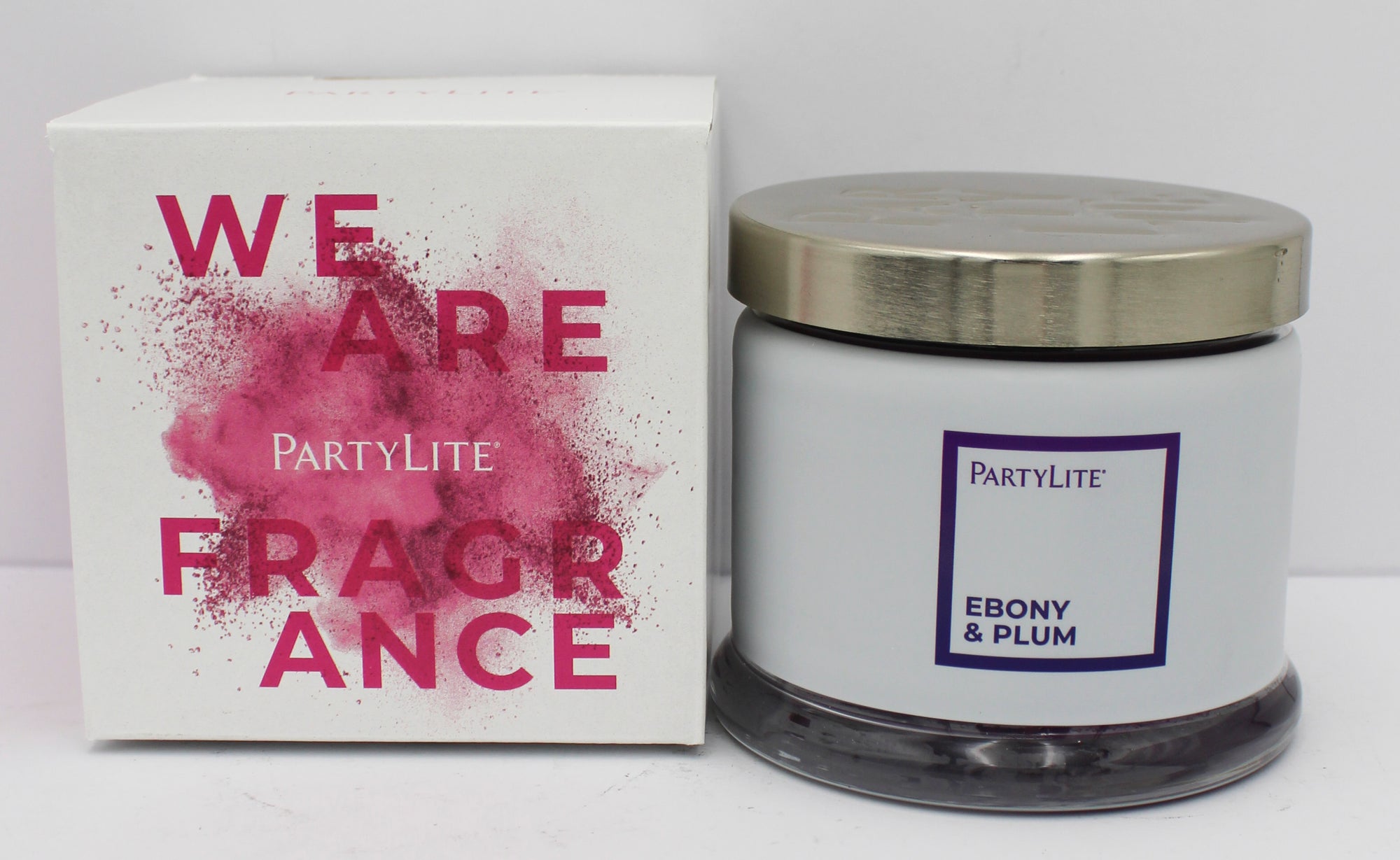 PARTYLITE EBONY & PLUM 3-WICK JAR CANDLE 13.2oz
