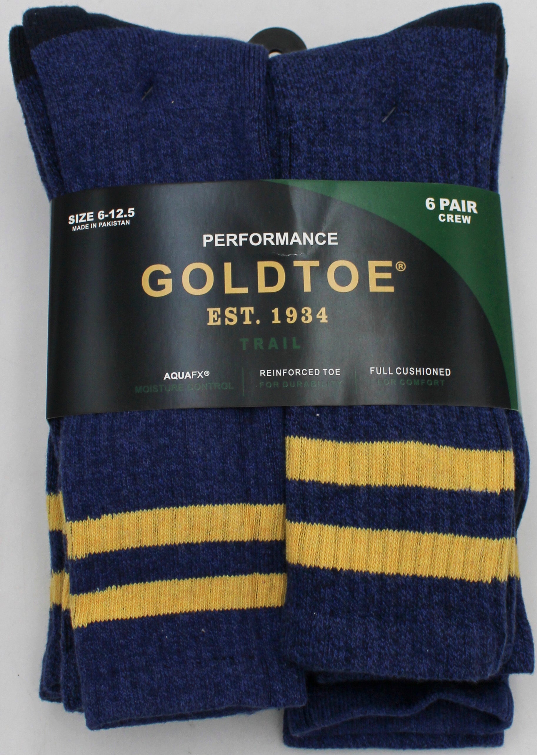 GOLDTOE 6PK CREW SOCKS BLUE PP$22.00  SZ 6 -12  NI