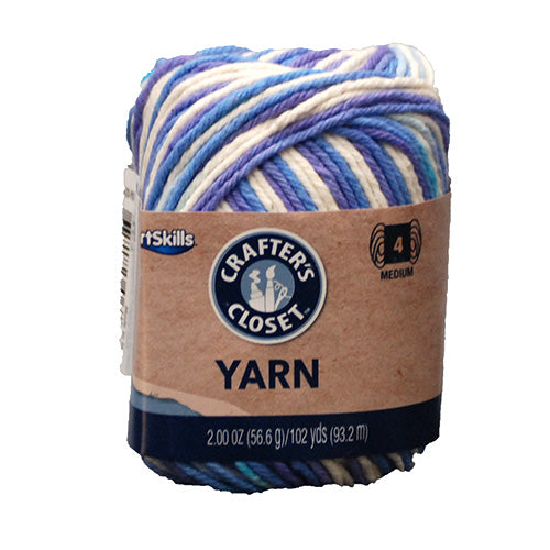 ARTSKILLS YARN TRI COLOR WHITE/BLUE/PURPLE 102YRDS 2OZ 4MED