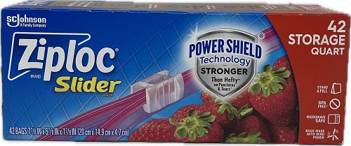 SP ZIPLOC BAG 42CT STORAGE QUART SLIDER