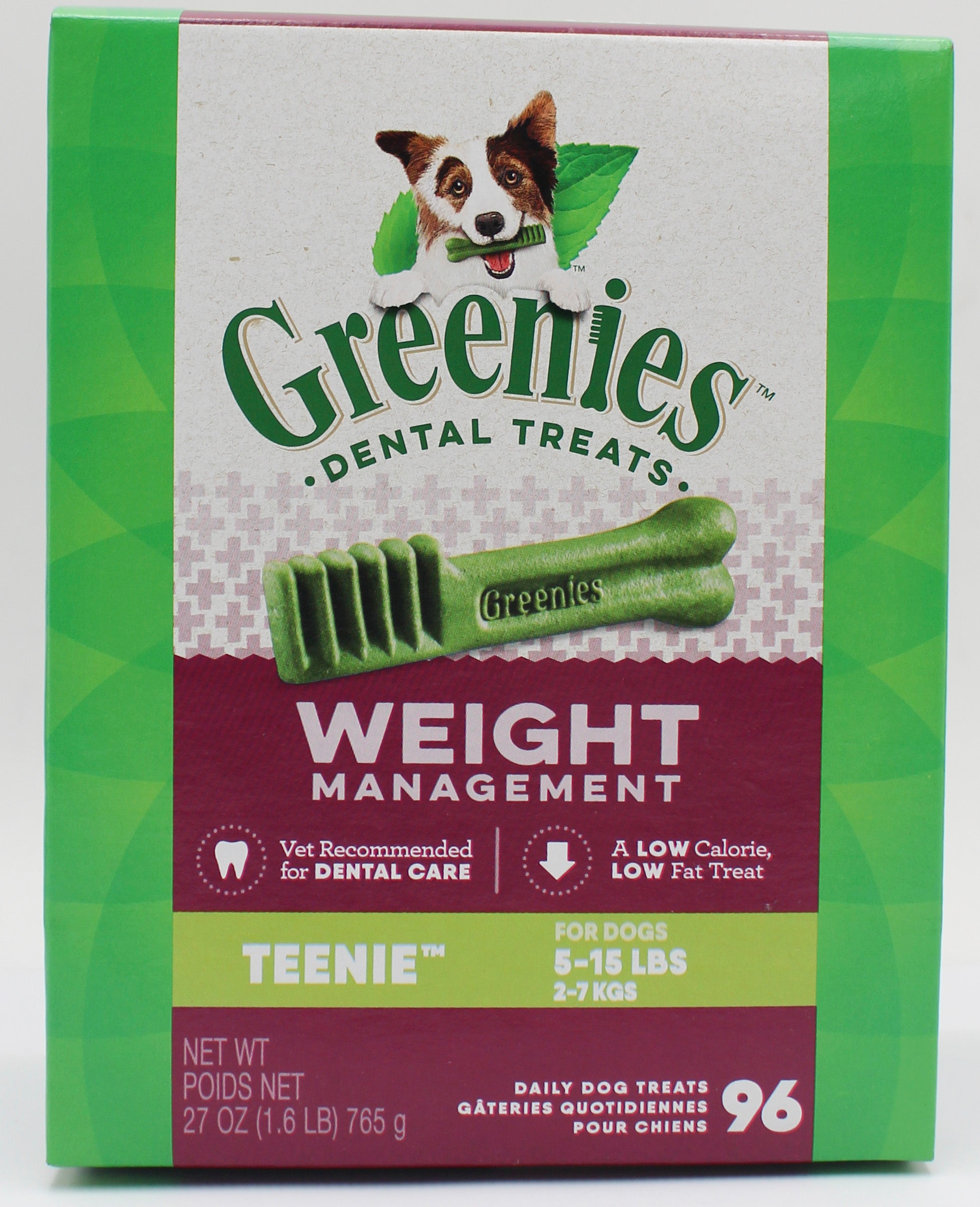 GREENIES ADULT NATURAL DENTAL DOG TREATS TEENIE 27 OZ. BB 02/4/2027