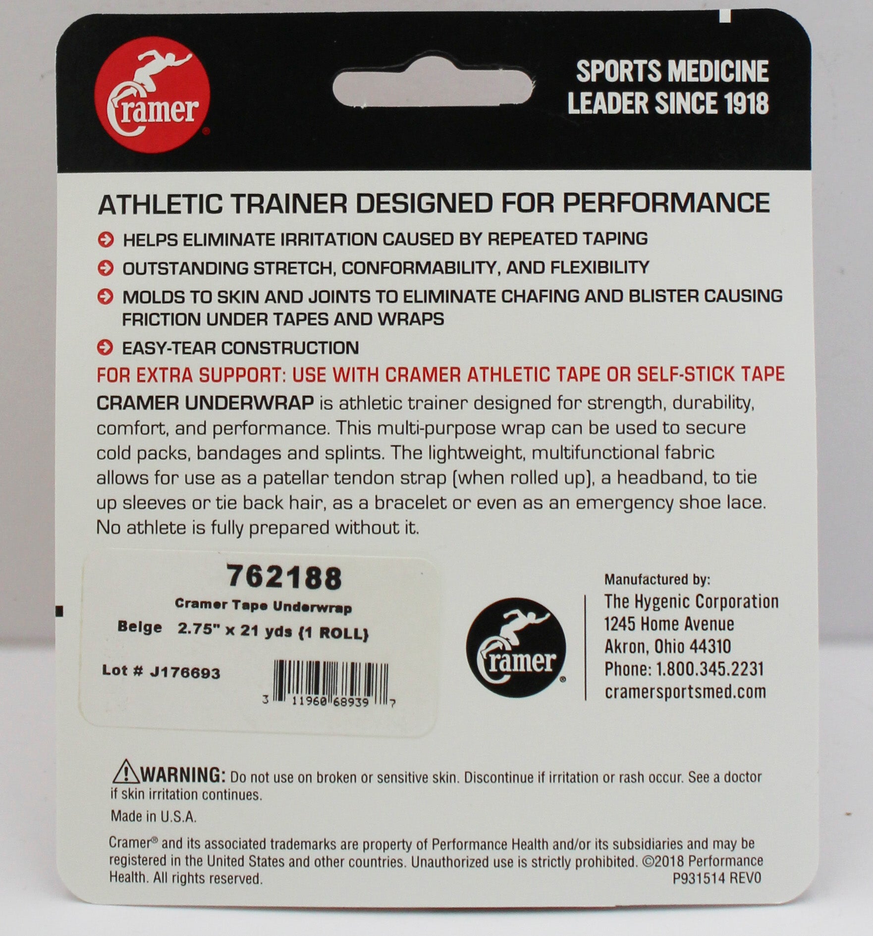 CRAMER ATHLETIC TAPE UNDERWRAP 2 3/4 " X  21YD, BEIGE