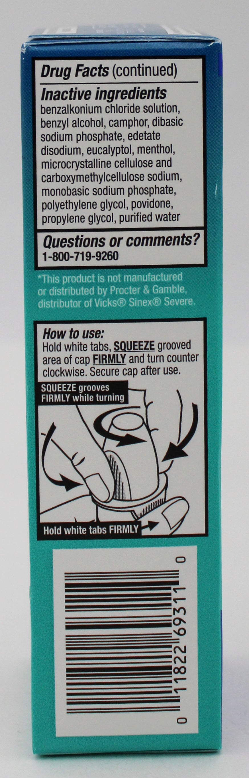 RITE AID 12HR SEVERE NASAL RELIEF SPRAY W/MENTHOL 1oz EXP 12/31/2026 COMPARES TO Afrin