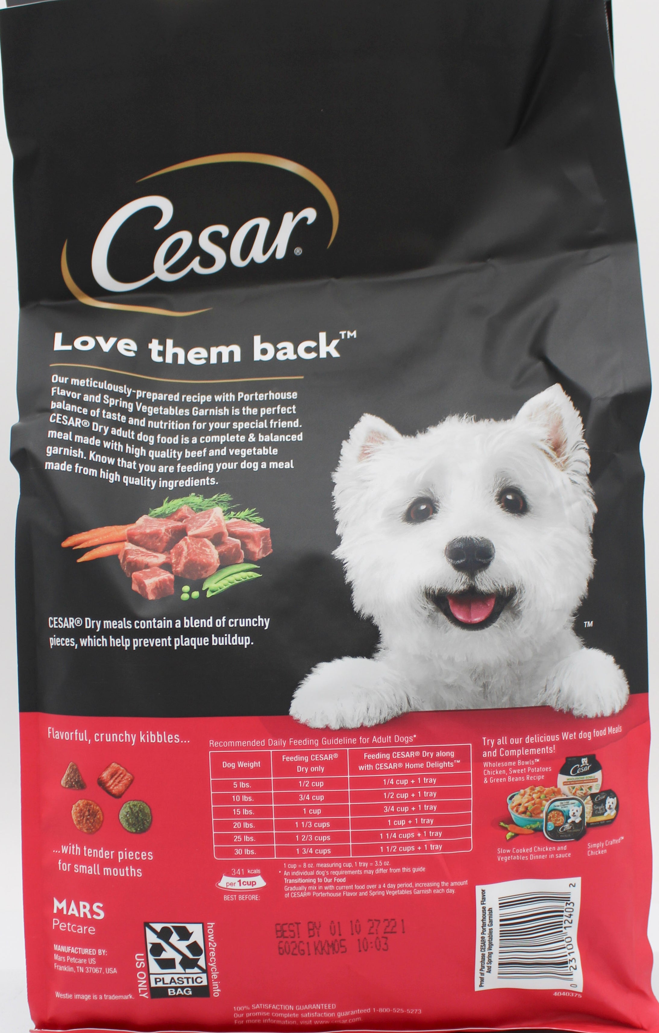 CESAR SM. BREED BEEF & VEGETABLE DRY DOG FOOD 5lb BB 1/10/2027