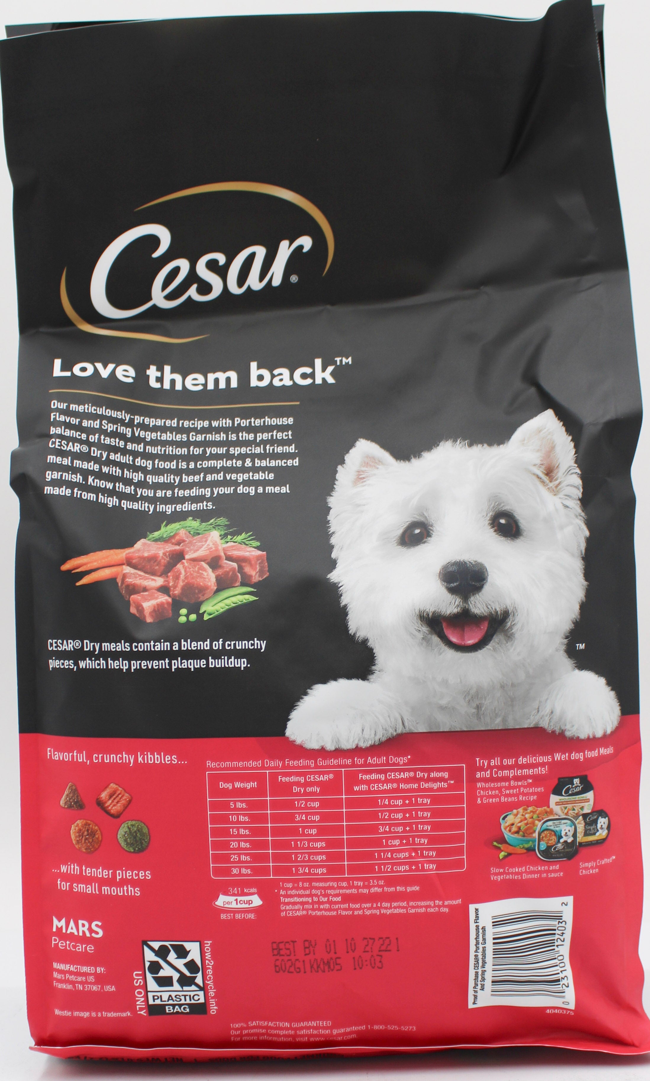 CESAR SM. BREED BEEF & VEGETABLE DRY DOG FOOD 5lb BB 1/10/2027