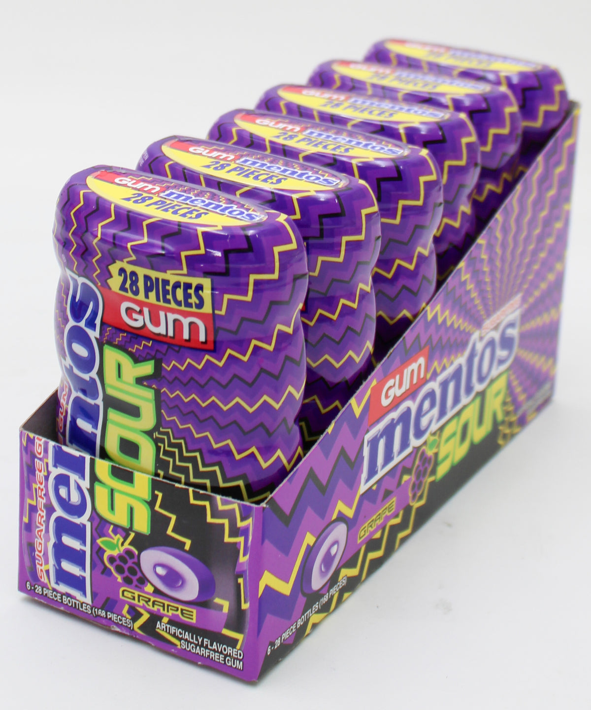 MENTOS SUGAR-FREE CHEWING GUM, SOUR GRAPE, 28-PIECE PACK BB 1/21/27 NI