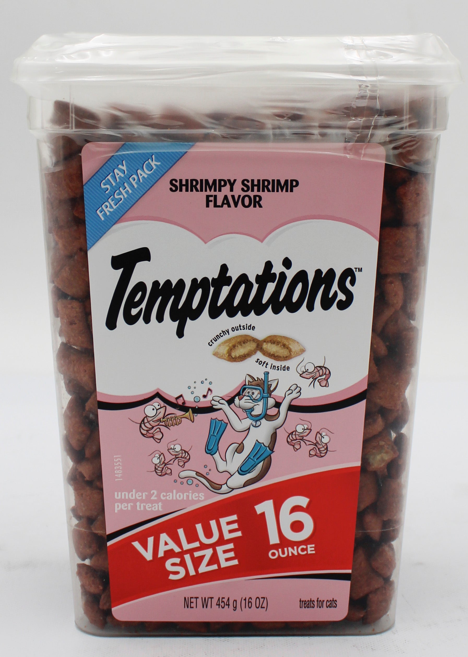 TEMPTATIONS CLASSIC SHRIMPY SHRIMP AND SEAFOOD FLAVOR CRUNCHY CAT TREATS - 16OZ BB 3/13/2027