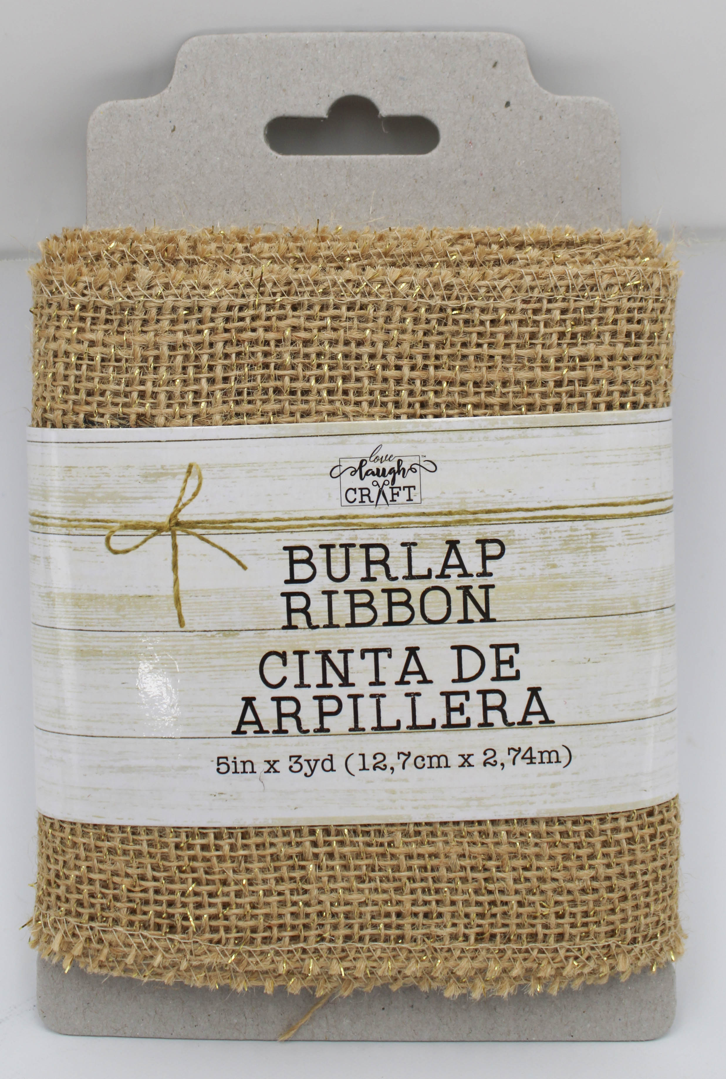 Natural Burlap Ribbon 5in x 3yd Finished Edges Bulk