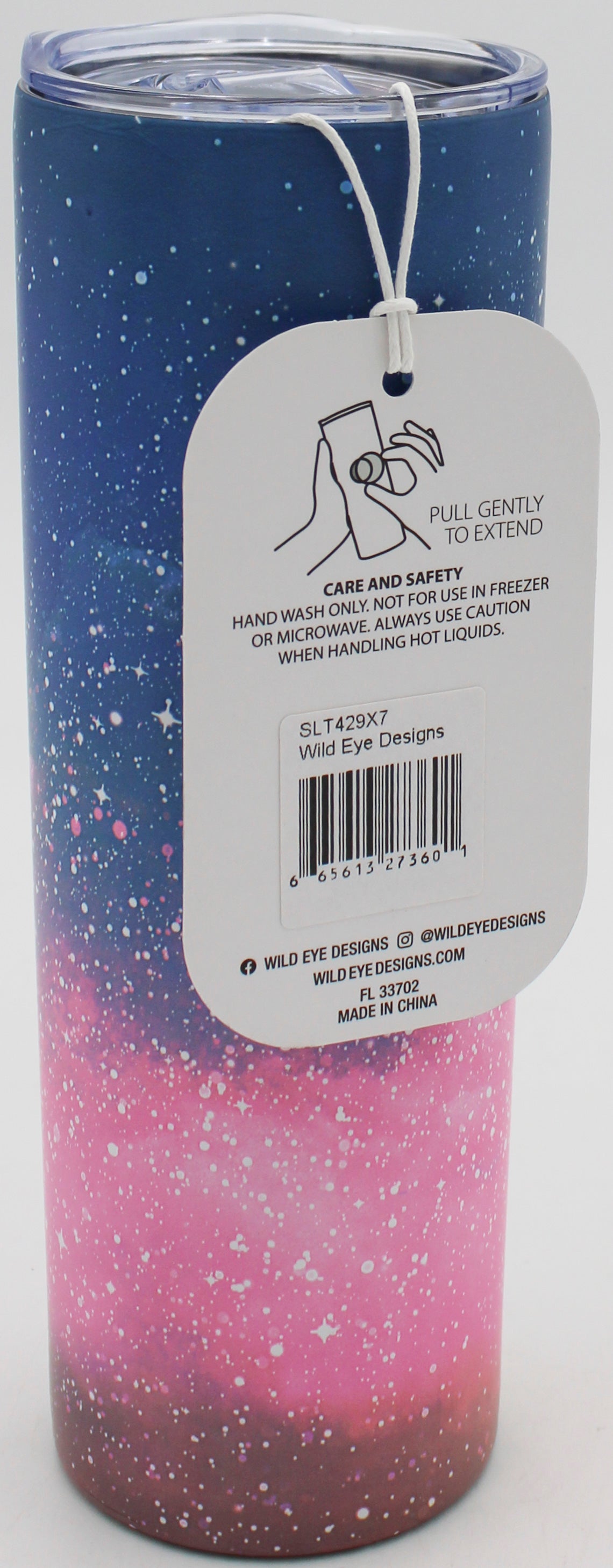 20oz SLIM TUMBLER WITH STRAW & SIP GRIP- GALAXY