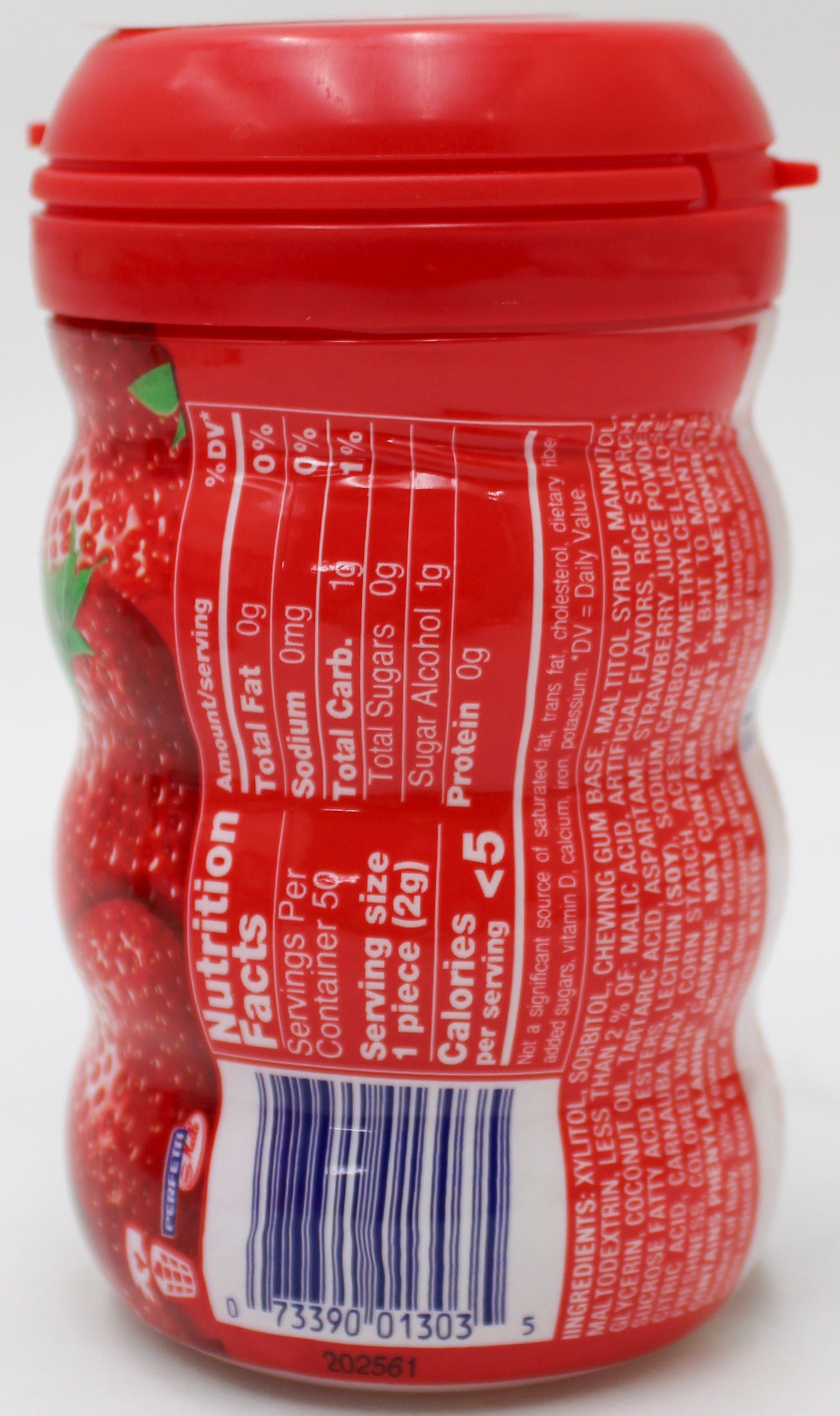 MENTOS PURE FRESH SUGAR-FREE CHEWING GUM, STRAWBERRY, 50-PIECE CURVY BOTTLE CLUB PACK BB 4/30/27 NI