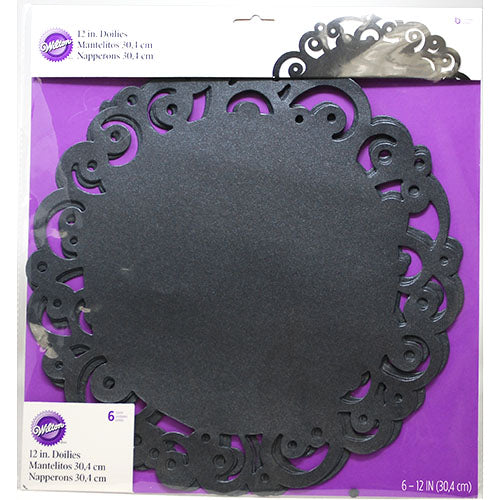 WILTON DOILIES 12"/6CT-BLACK