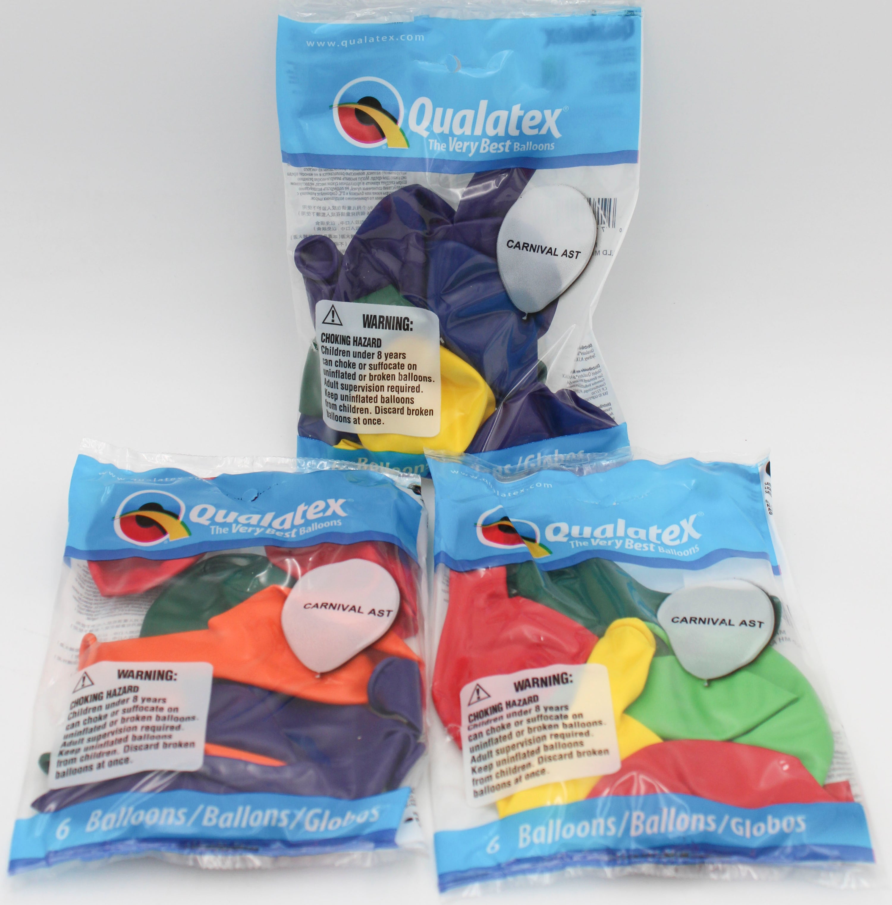 QX 11" R PARTY BALLOON 6CT CARNIVAL AST