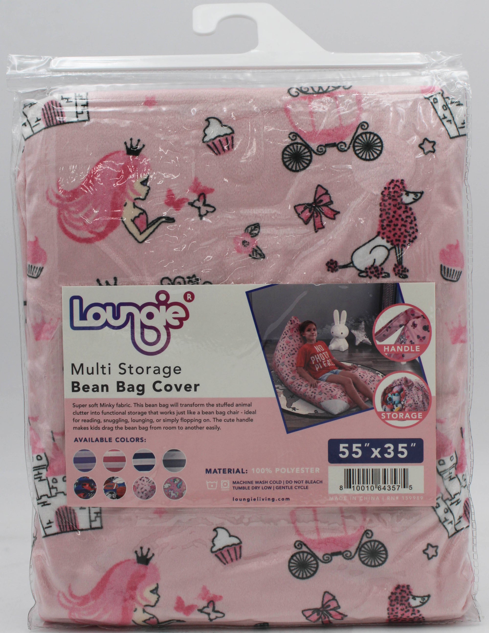 Princess Pink Bean Bag Covers Microfiber 55 in. x 35 in.