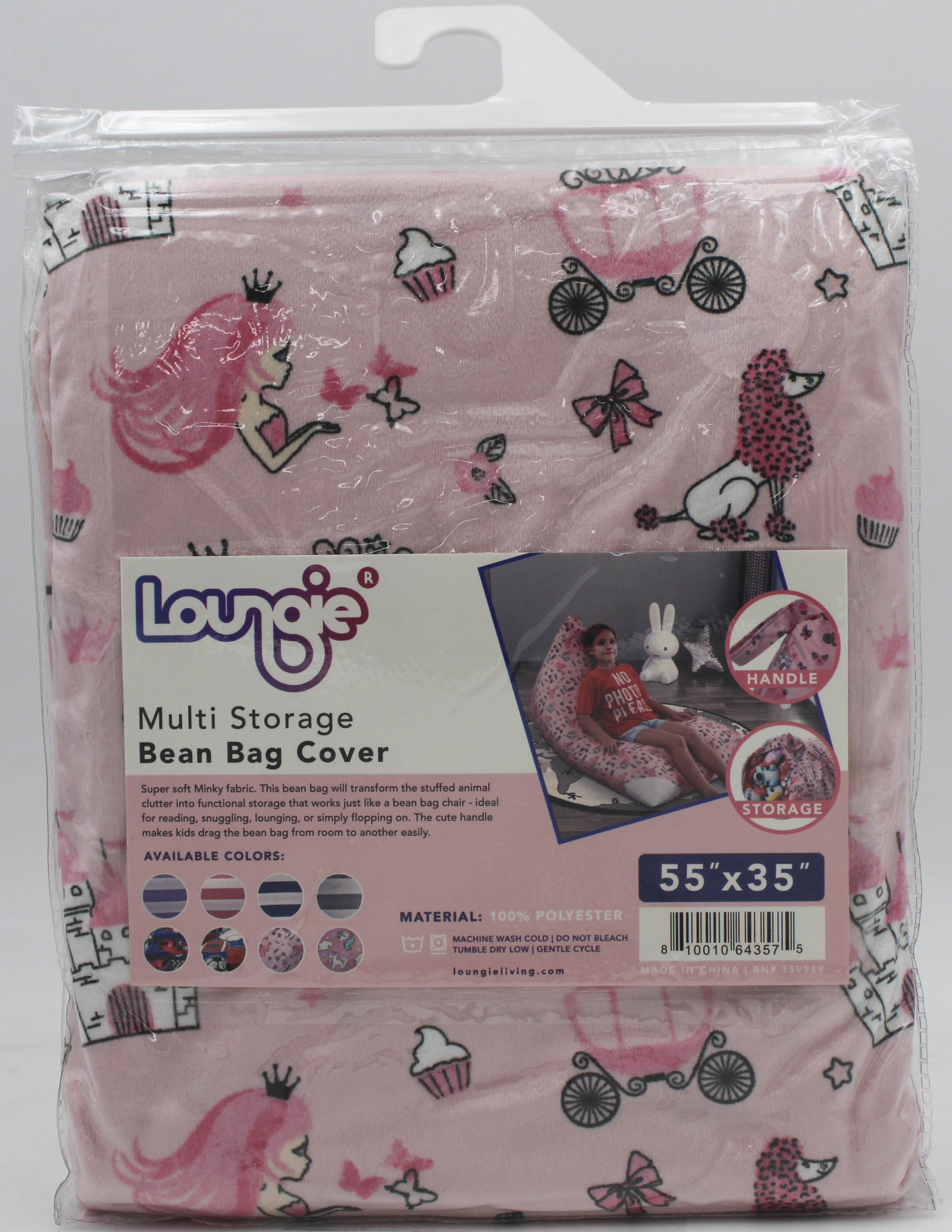 Princess Pink Bean Bag Covers Microfiber 55 in. x 35 in.