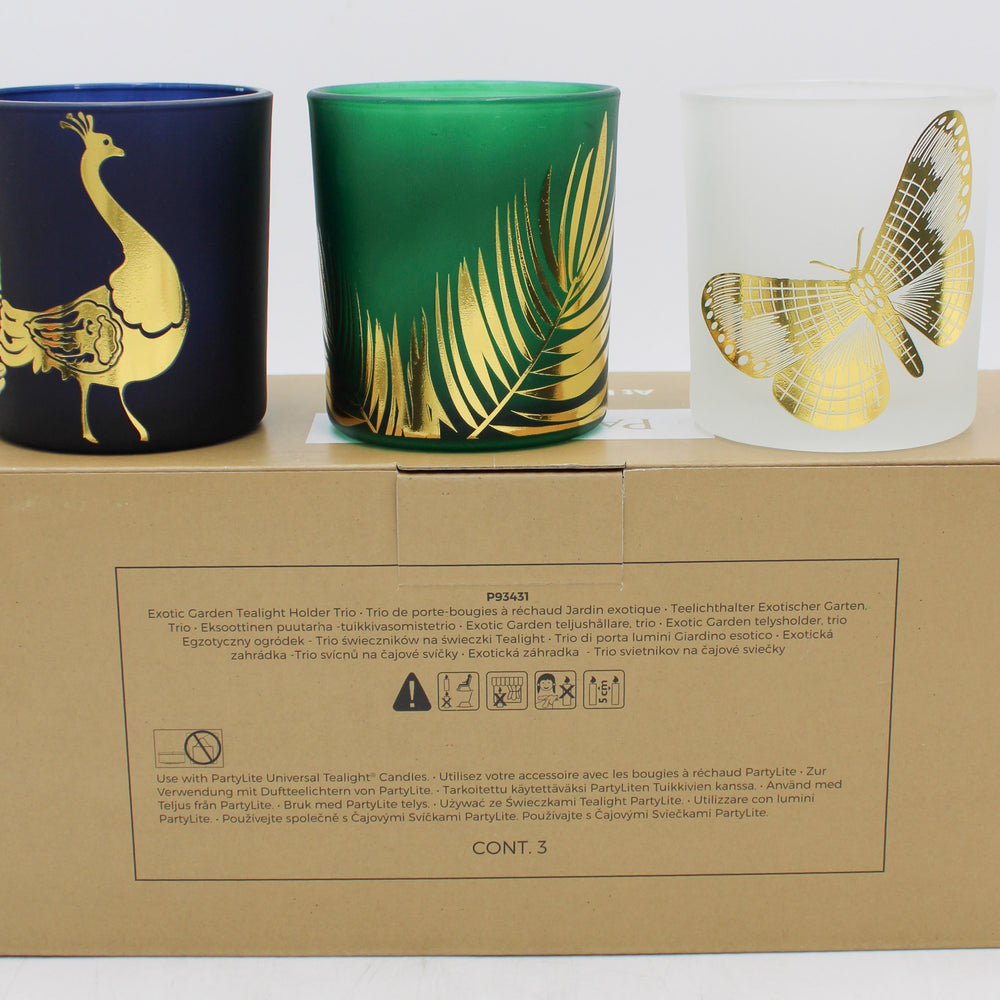 PARTYLITE EXOTIC GARDEN TEALIGHT HOLDER TRIO