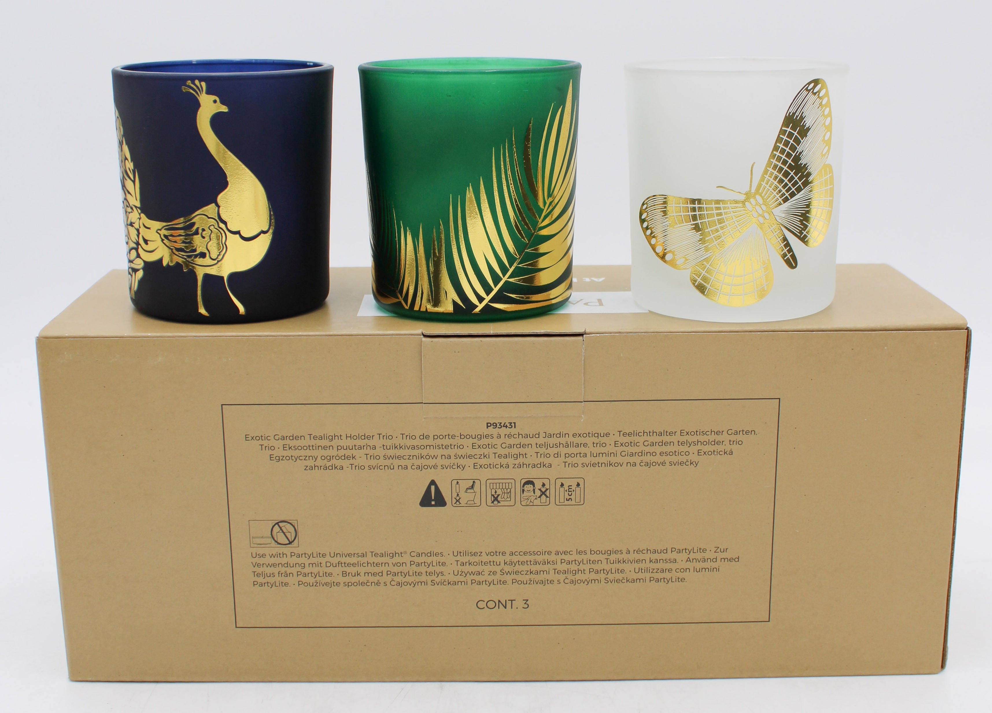 PARTYLITE EXOTIC GARDEN TEALIGHT HOLDER TRIO