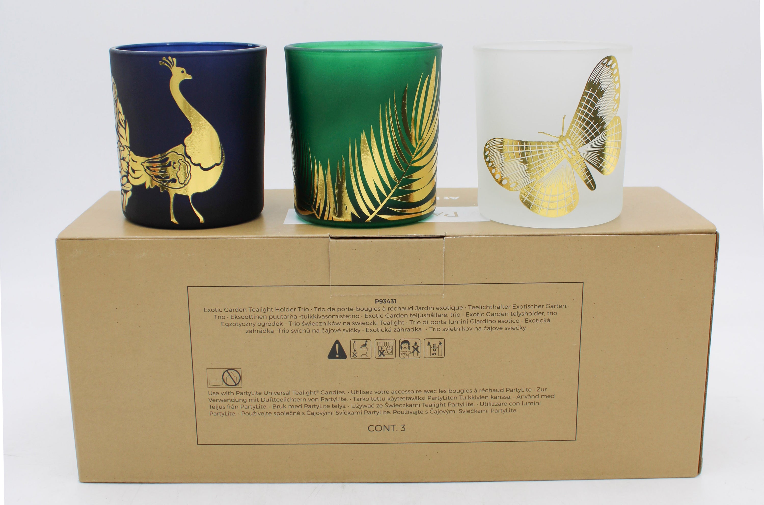 PARTYLITE EXOTIC GARDEN TEALIGHT HOLDER TRIO
