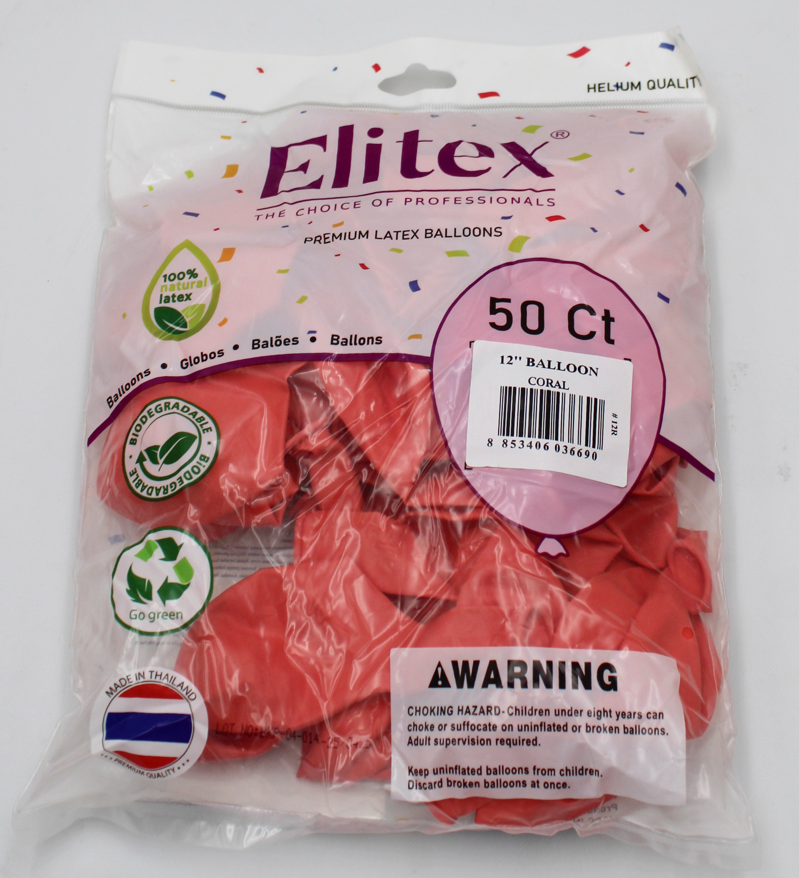 ELITEX 12" PASTEL CORAL ROUND BALLOON, 50 PACK