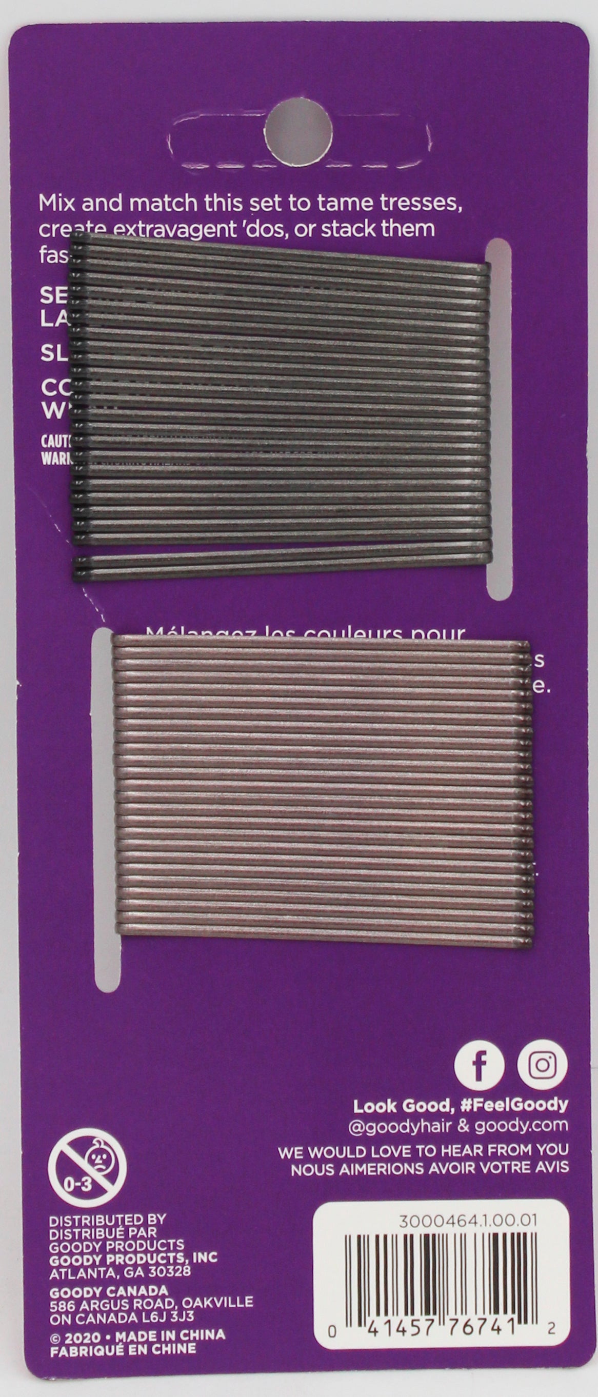 GOODY BOBBY PINS METALLIC BLACK 50ct NI