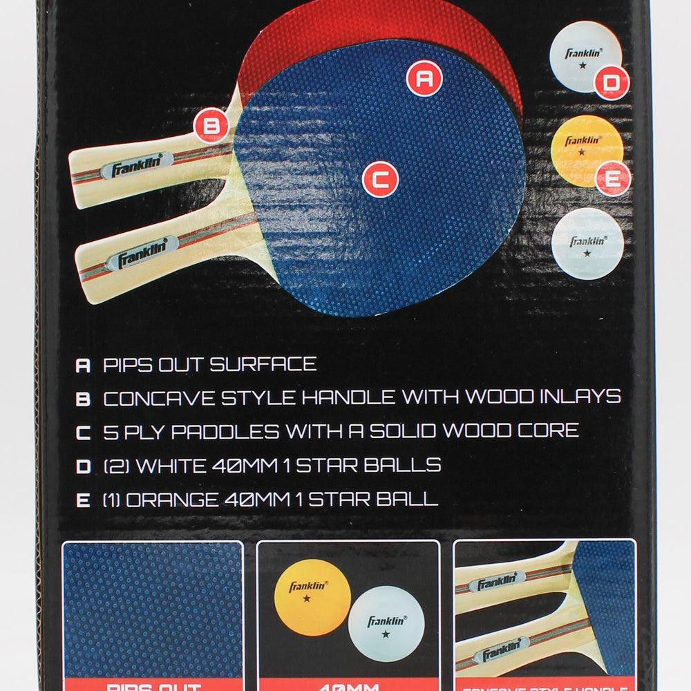 FRANKLIN 2 PLAYER PING PONG PADDLES  3  BALL SET