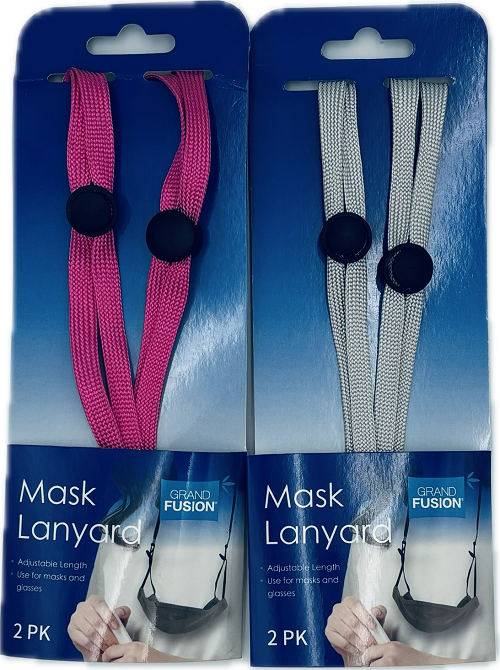 GRAND FUSION MASK & EYEWEAR LANYARD 2PK PINK/GRAY