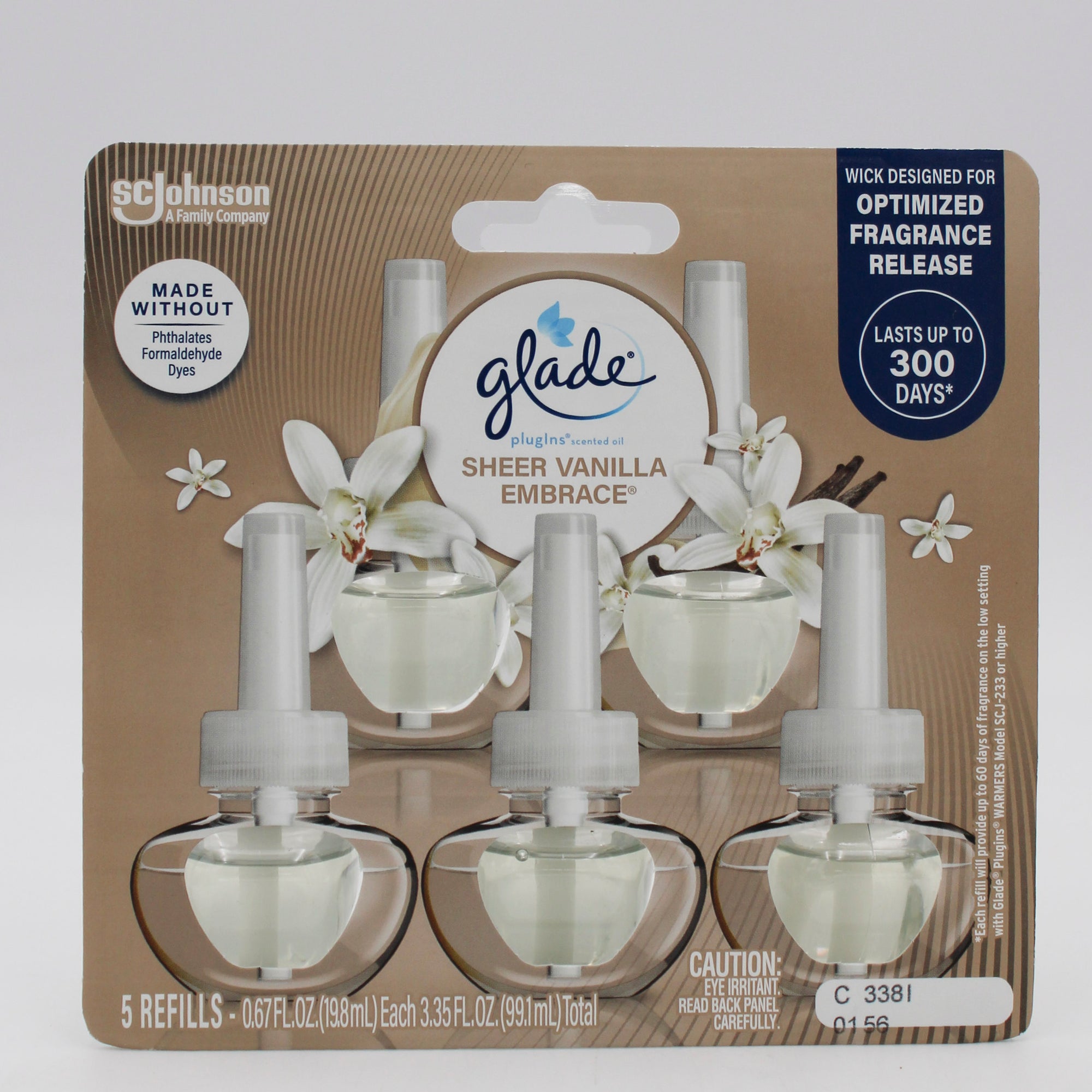 SP GLADE SCENTED OIL  5 REFILLS 0.67oz SHEER VANILLA EMBRACE