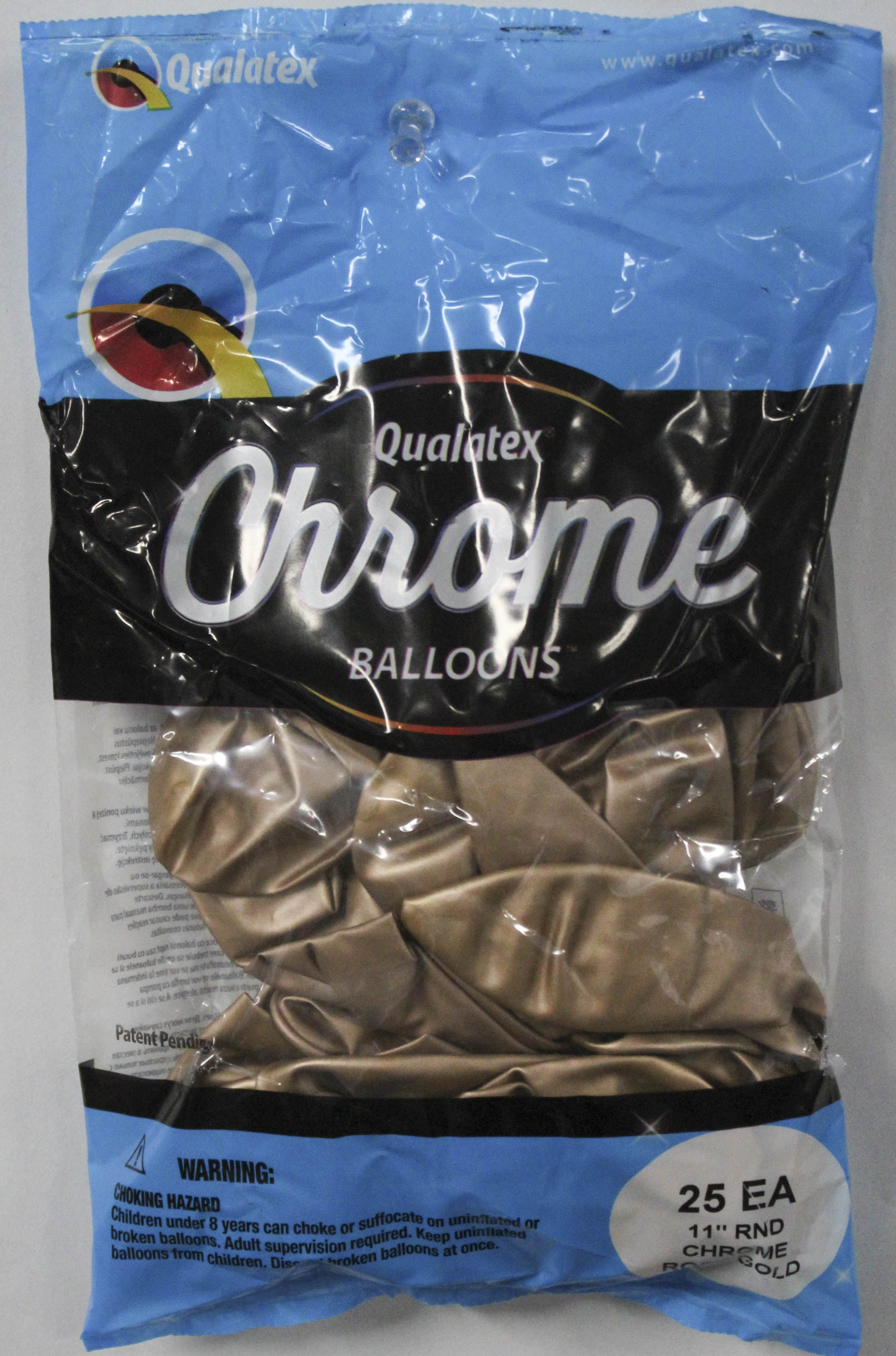 QX 11" Latex Balloons Chrome Rose Gold 25ct Wholesale