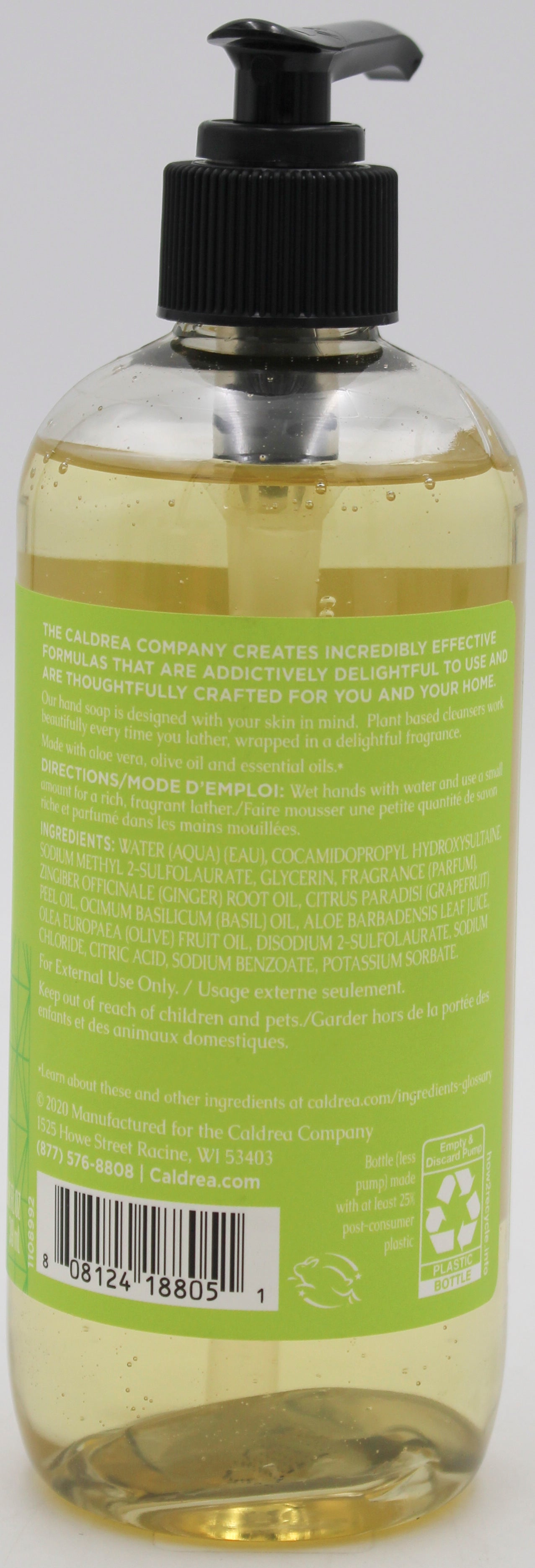 CALDREA HAND SOAP GINGER POMELO 10.8oz