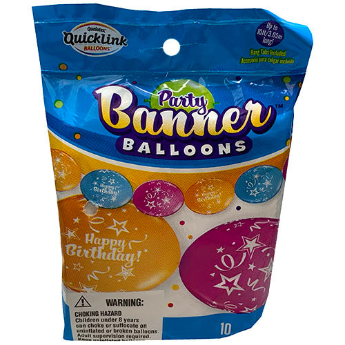 PRTY BANNR BALLOON 12"/10CT-BRTHDAY.